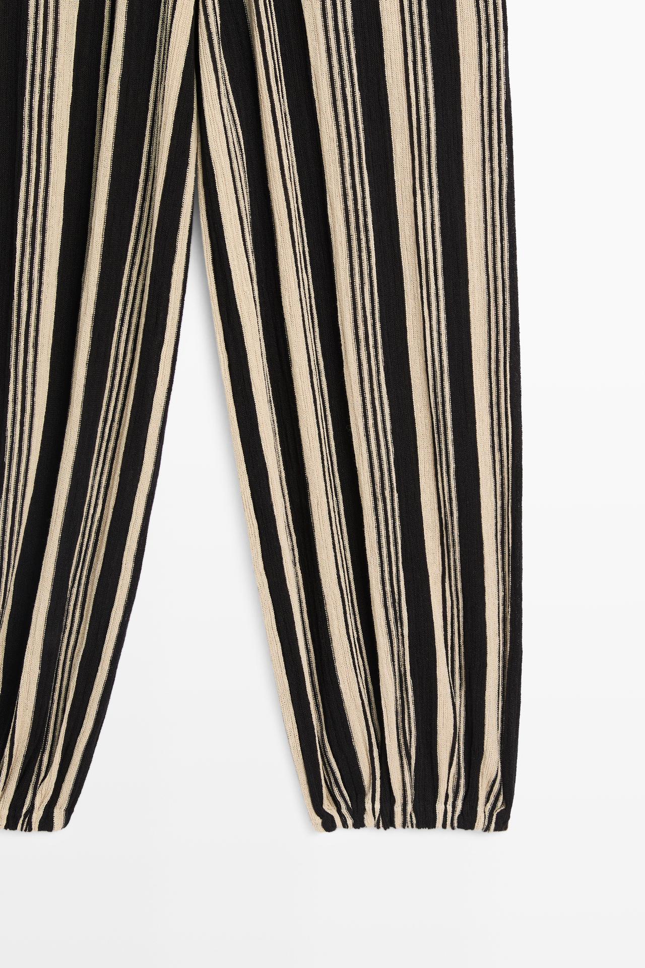 Striped sarouel trousers total look — BLACK
