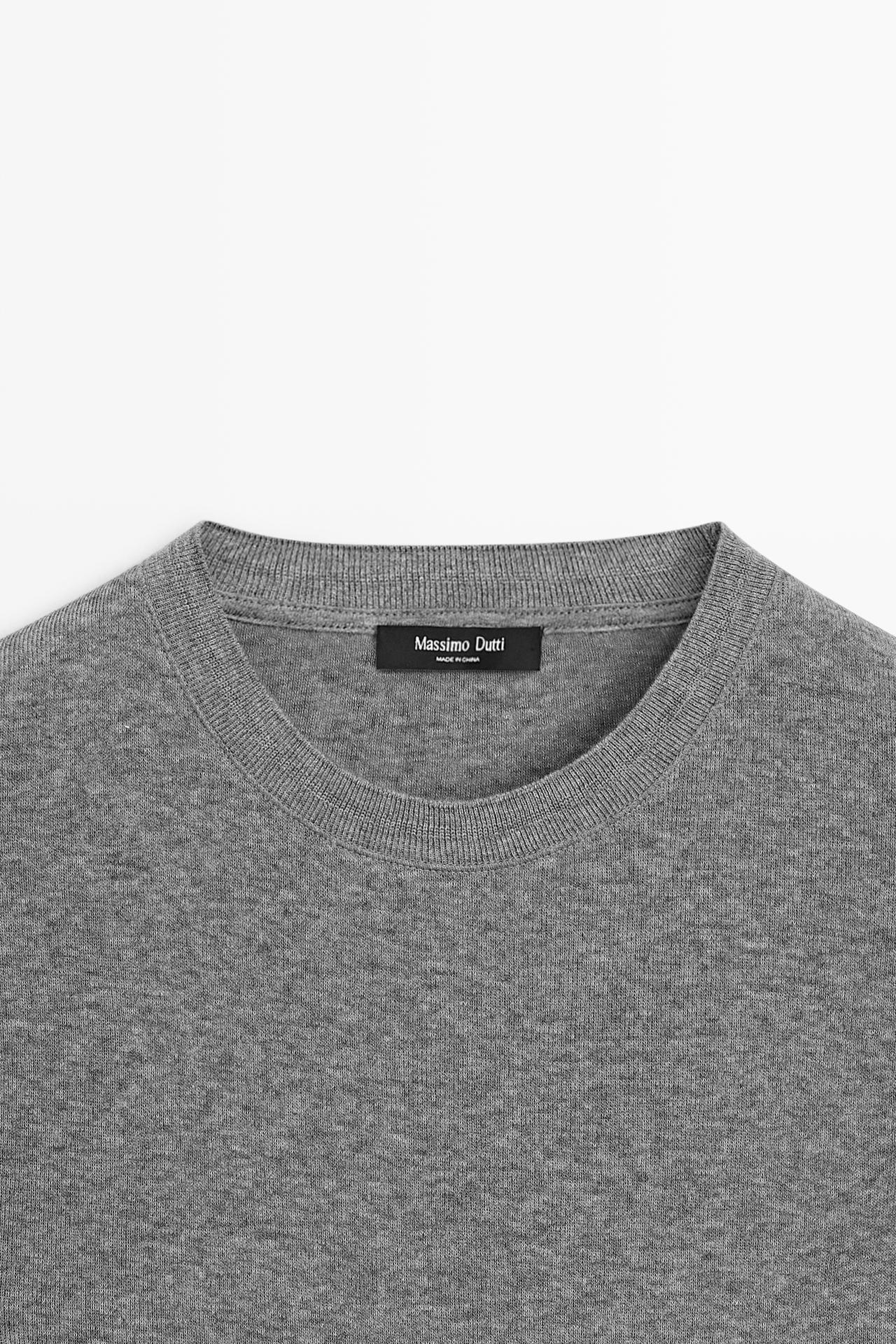 Cotton blend knit T-shirt — PALE GREY