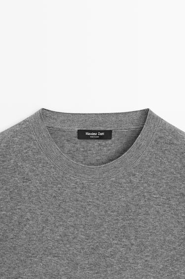 Cotton blend knit T-shirt — PALE GREY 9