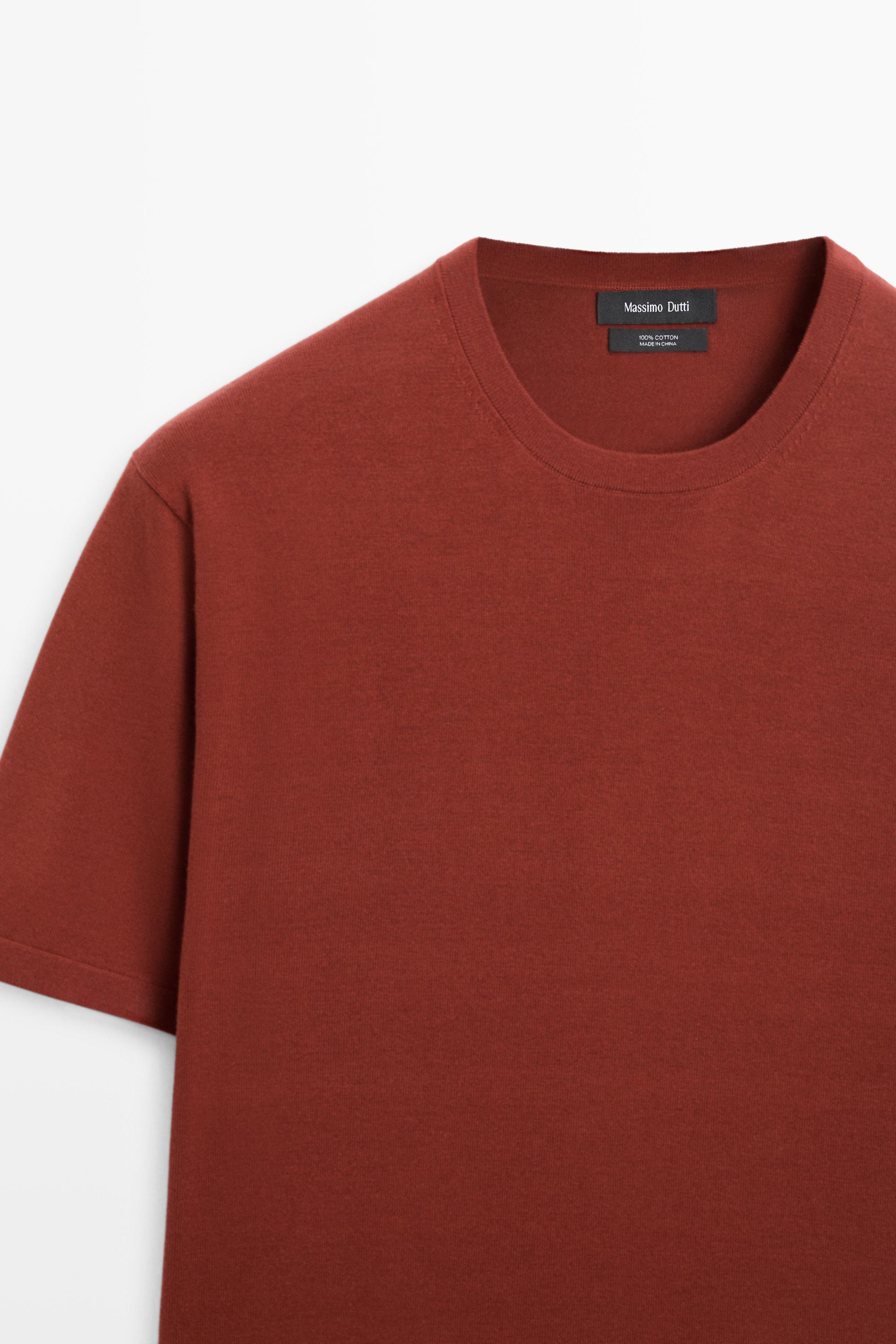 100% cotton short sleeve knit sweater — COPPER