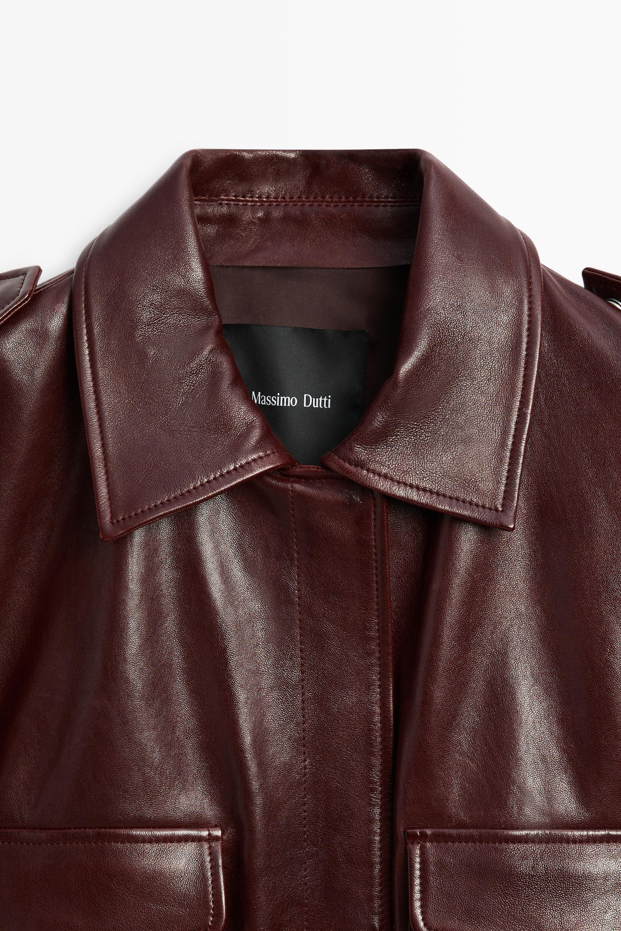 Nappa leather jacket with pockets — MAROON