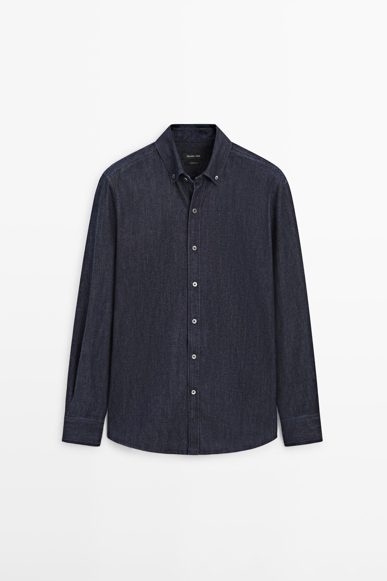 Massimo Dutti - Herre - Regular Fit Denimskjorte - Mørkeblå - M