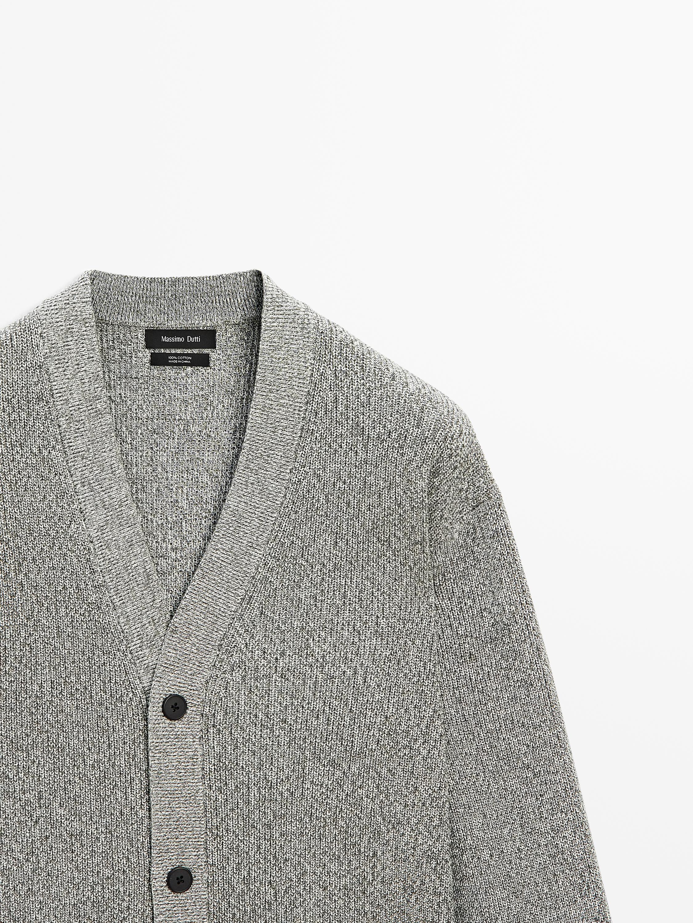 Mouliné cotton knit cardigan