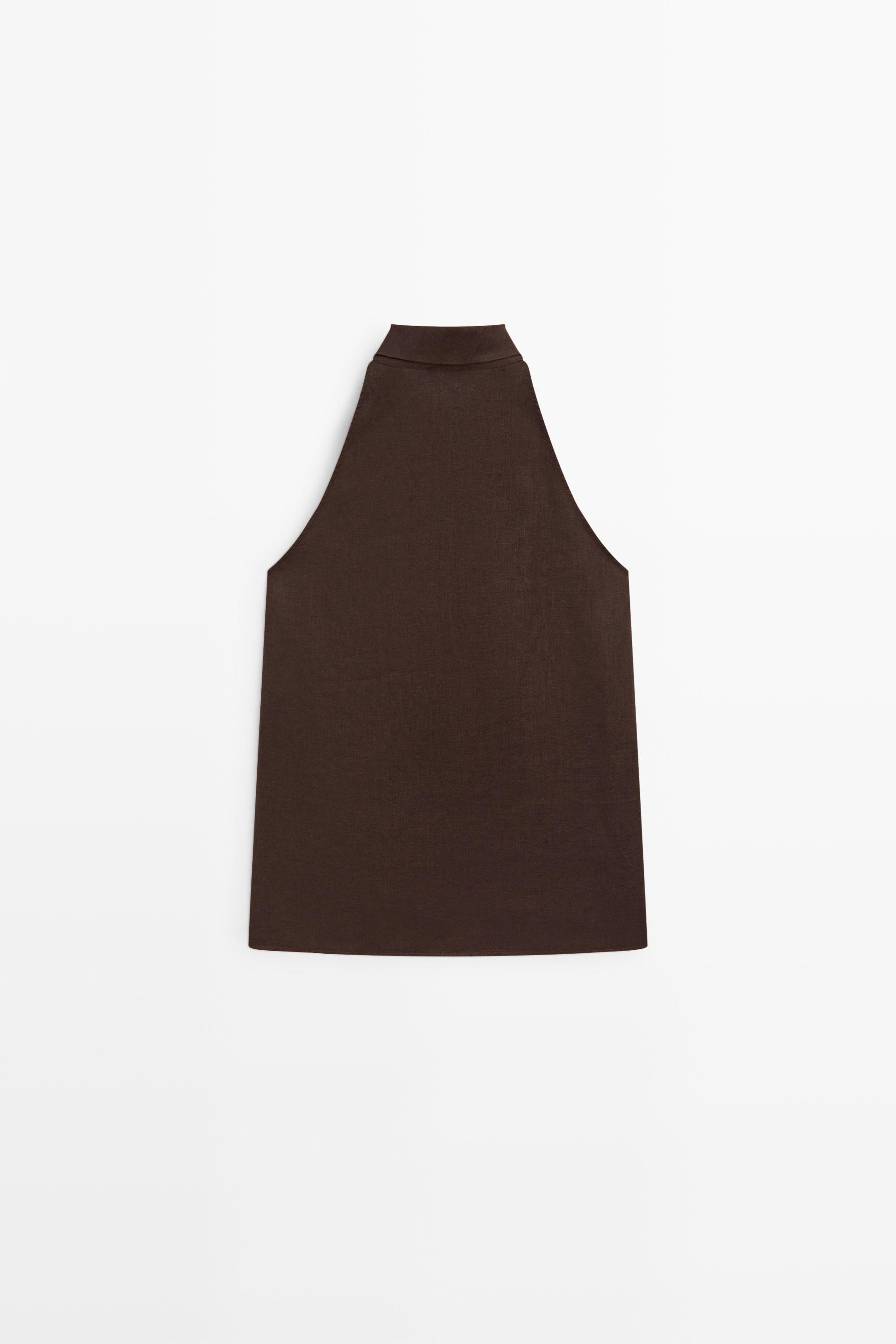 Massimo Dutti %100 keten dökümlü halter top görsel 6