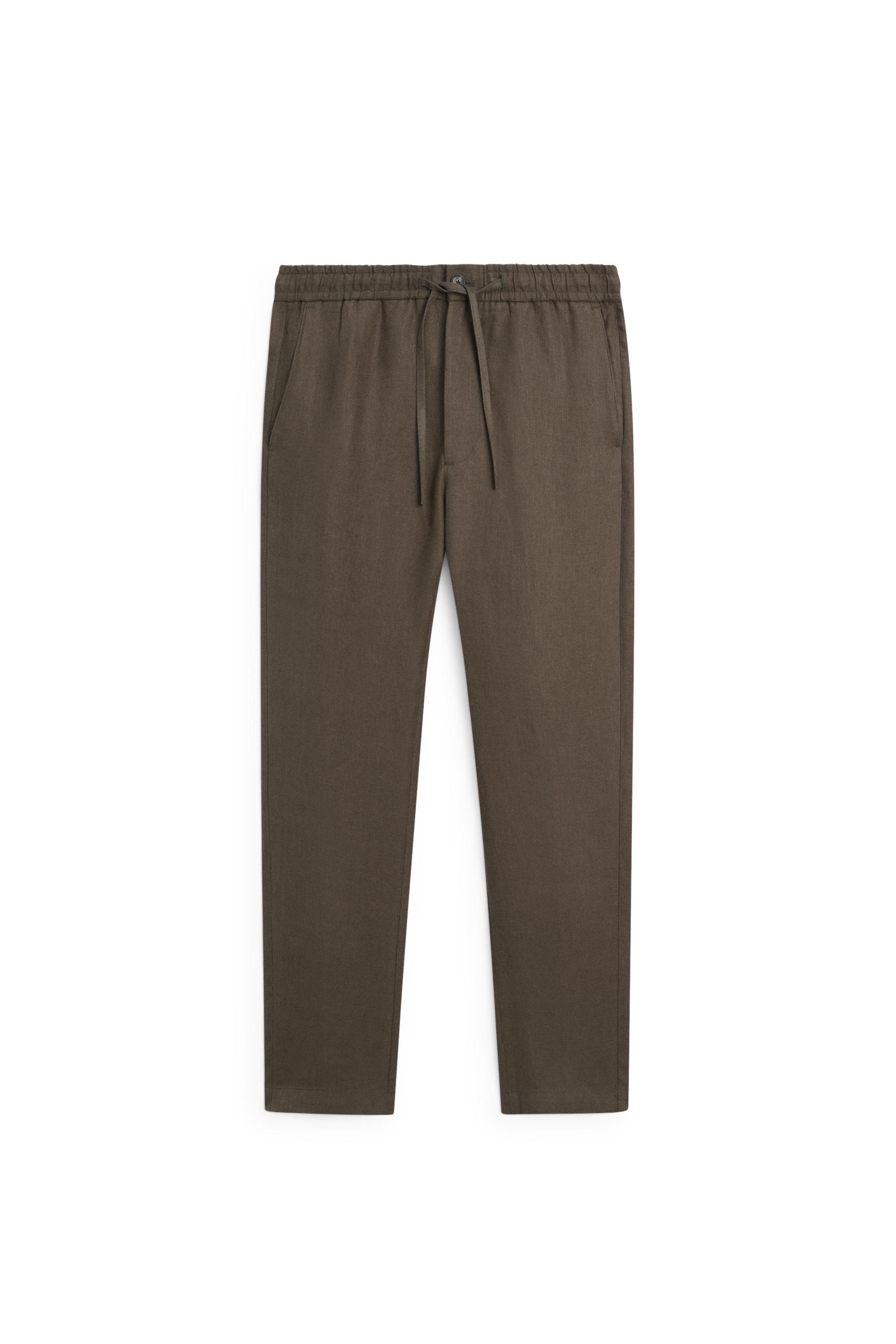 100% linen trousers with herringbone detail — GREEN