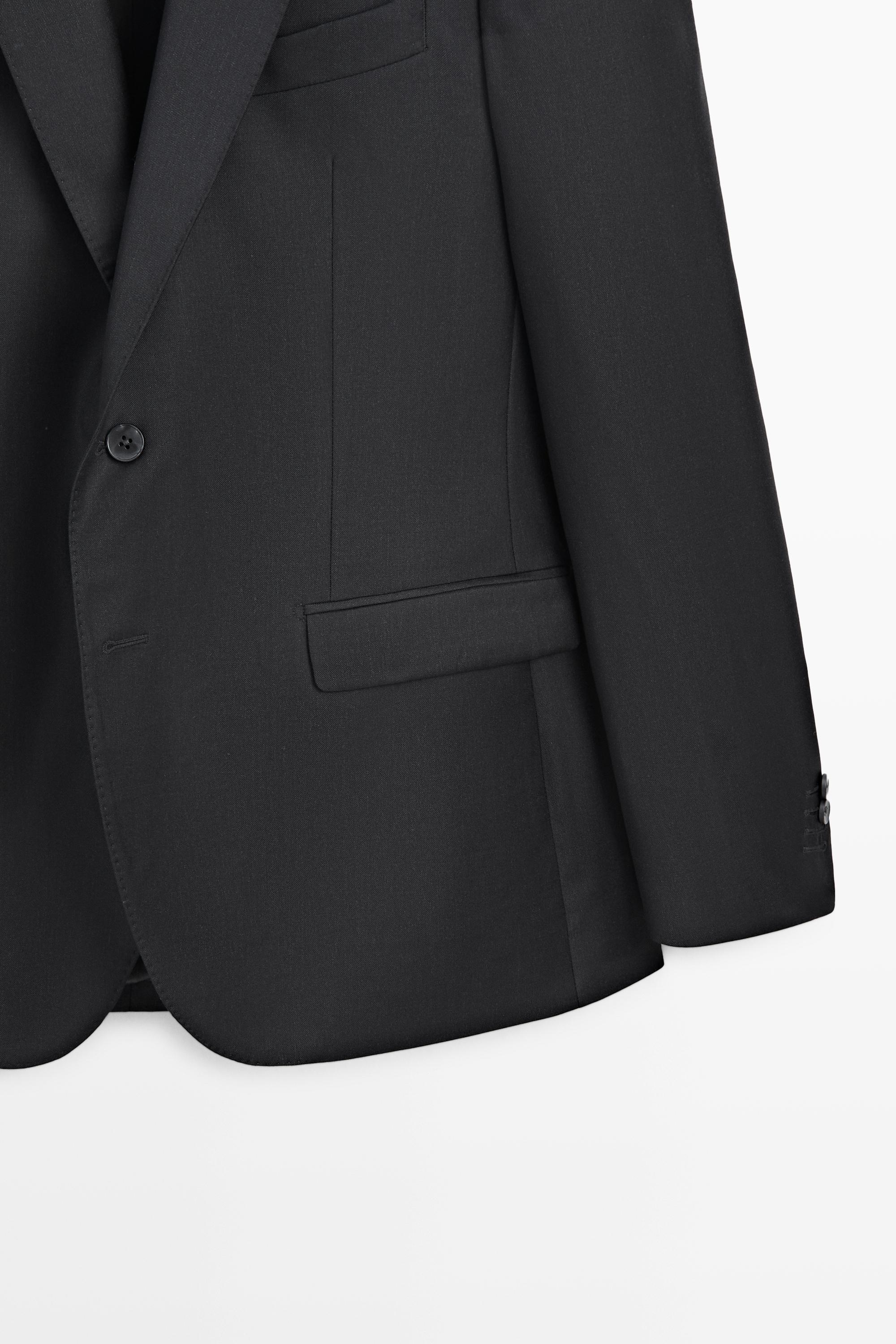 100% Wool Suit Blazer — CHARCOAL