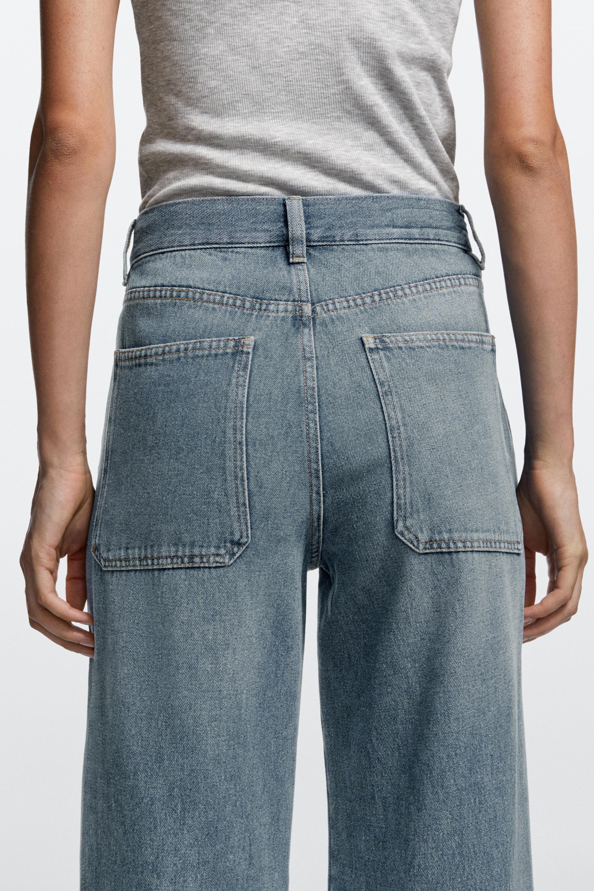 Mid-waist wide-leg jeans — Light Blue