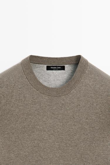 Cotton blend knit sweater — KHAKI 9