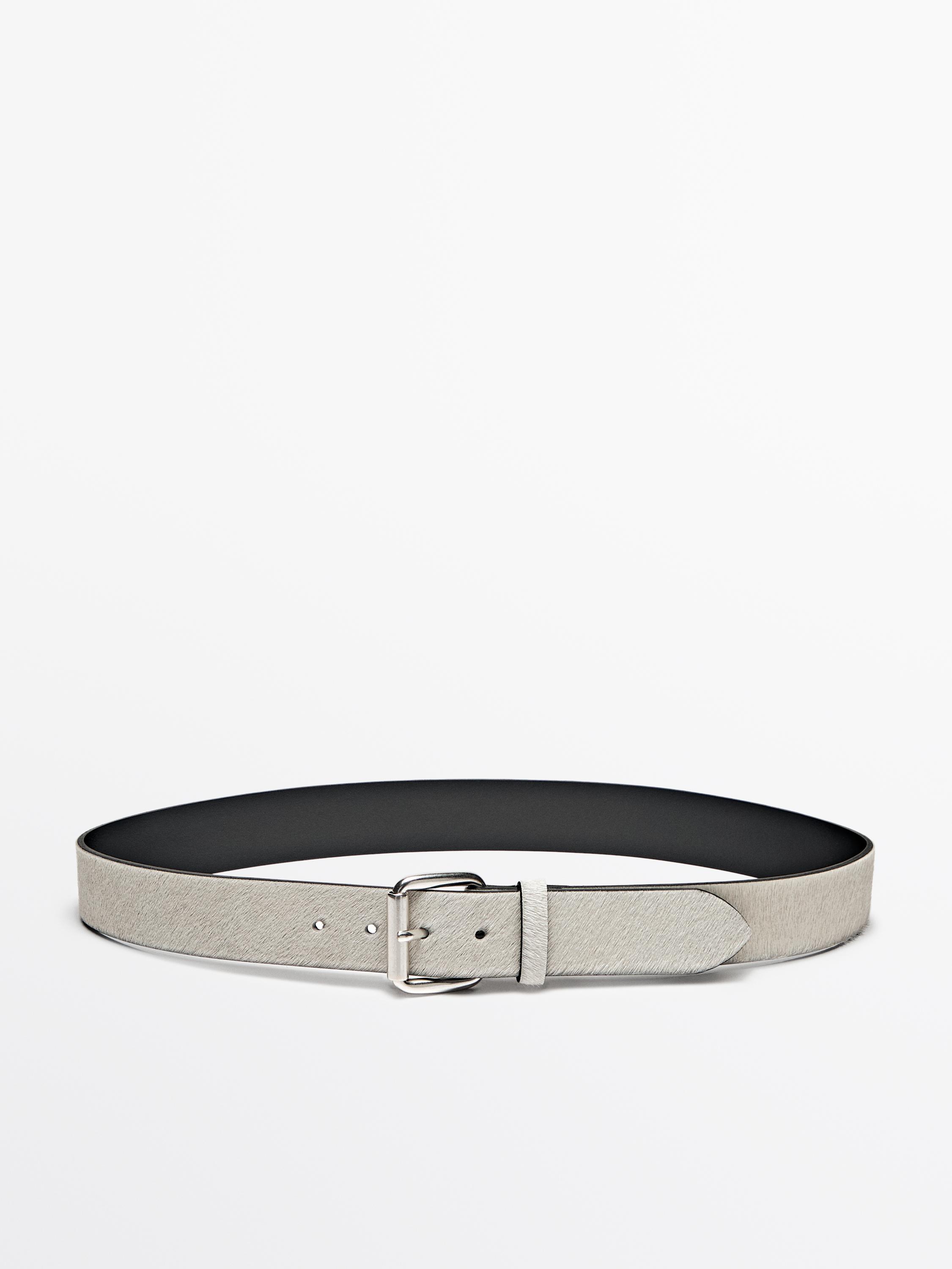 Hair on leather belt