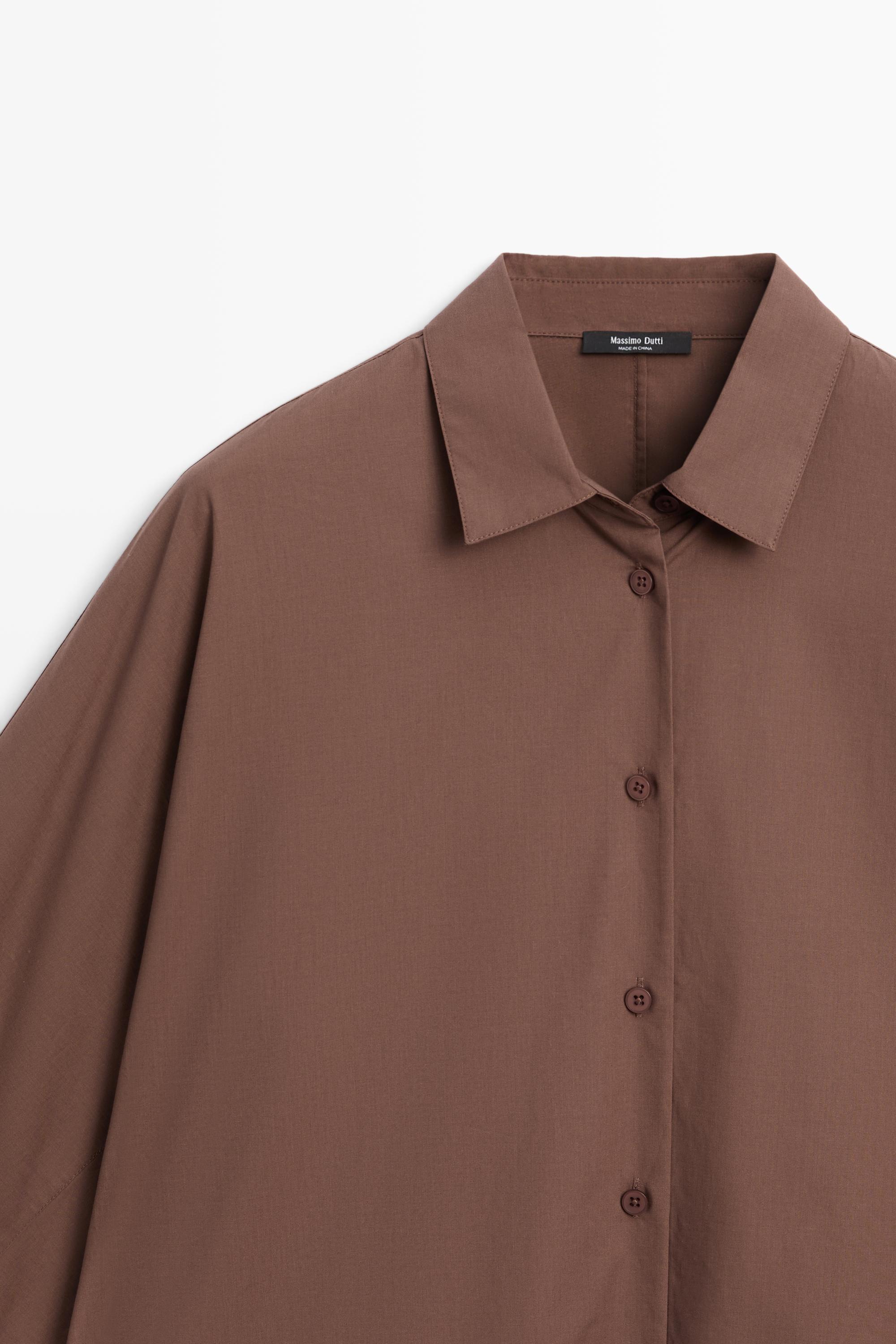 Cotton poplin shirt — BROWN MARL