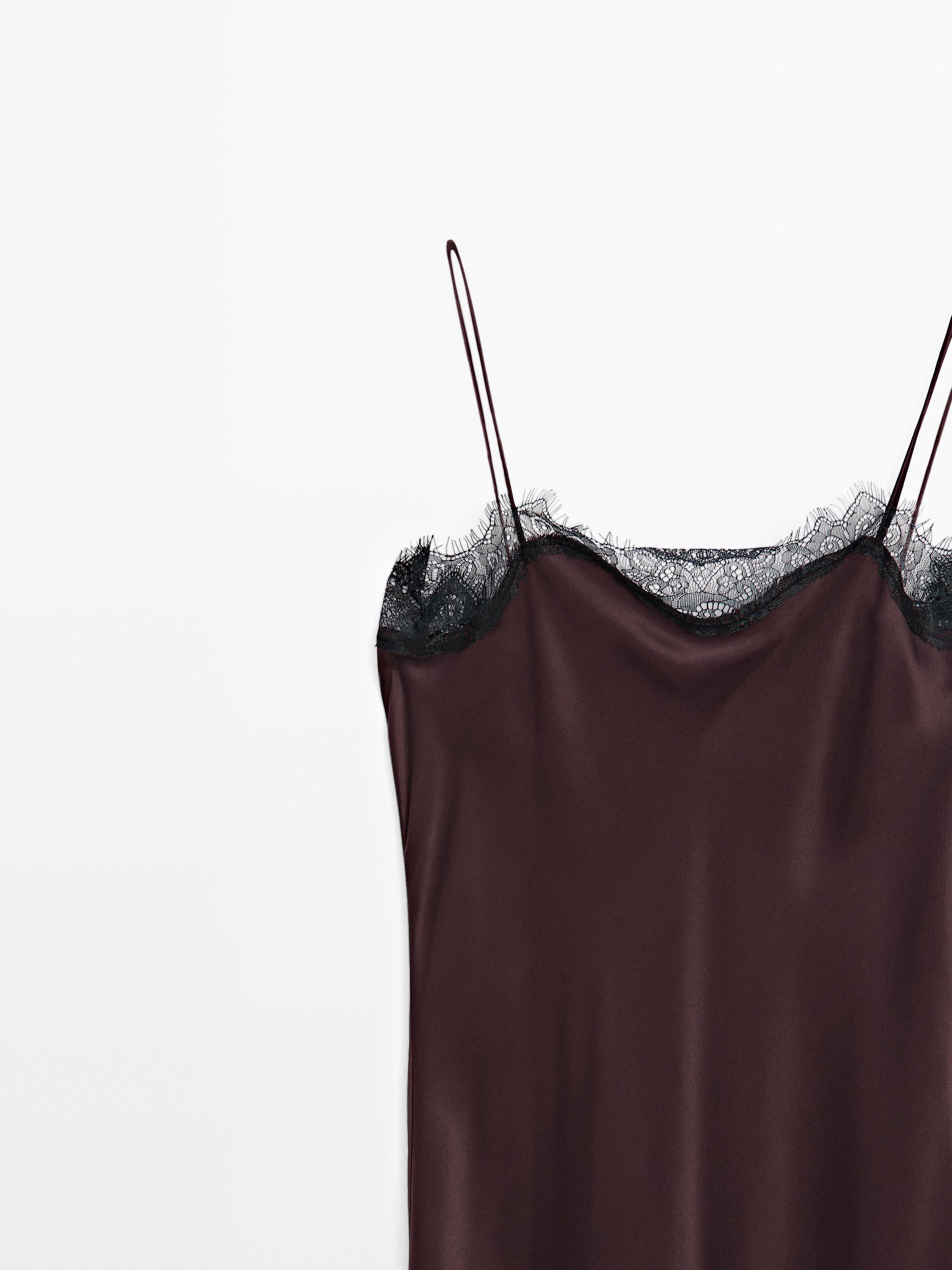 Μακρύ σατινέ φόρεμα σε στιλ lingerie - STUDIO