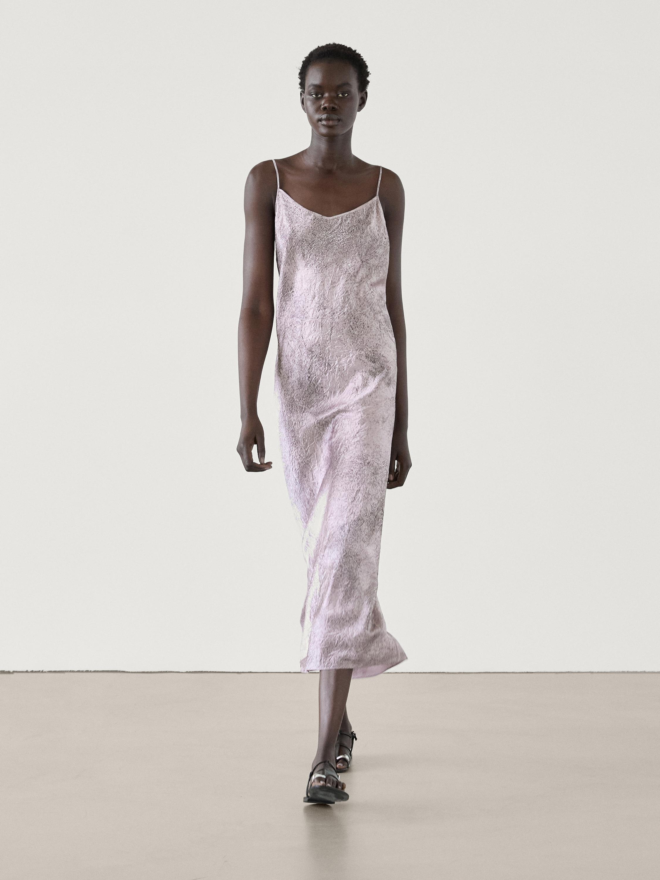 Robe longue satin imprimée