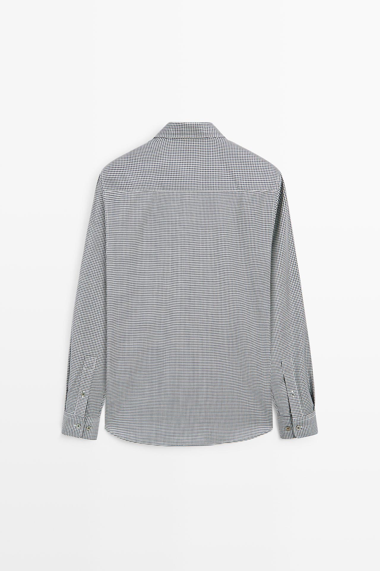 100% wool regular fit check shirt — NAVY BLUE