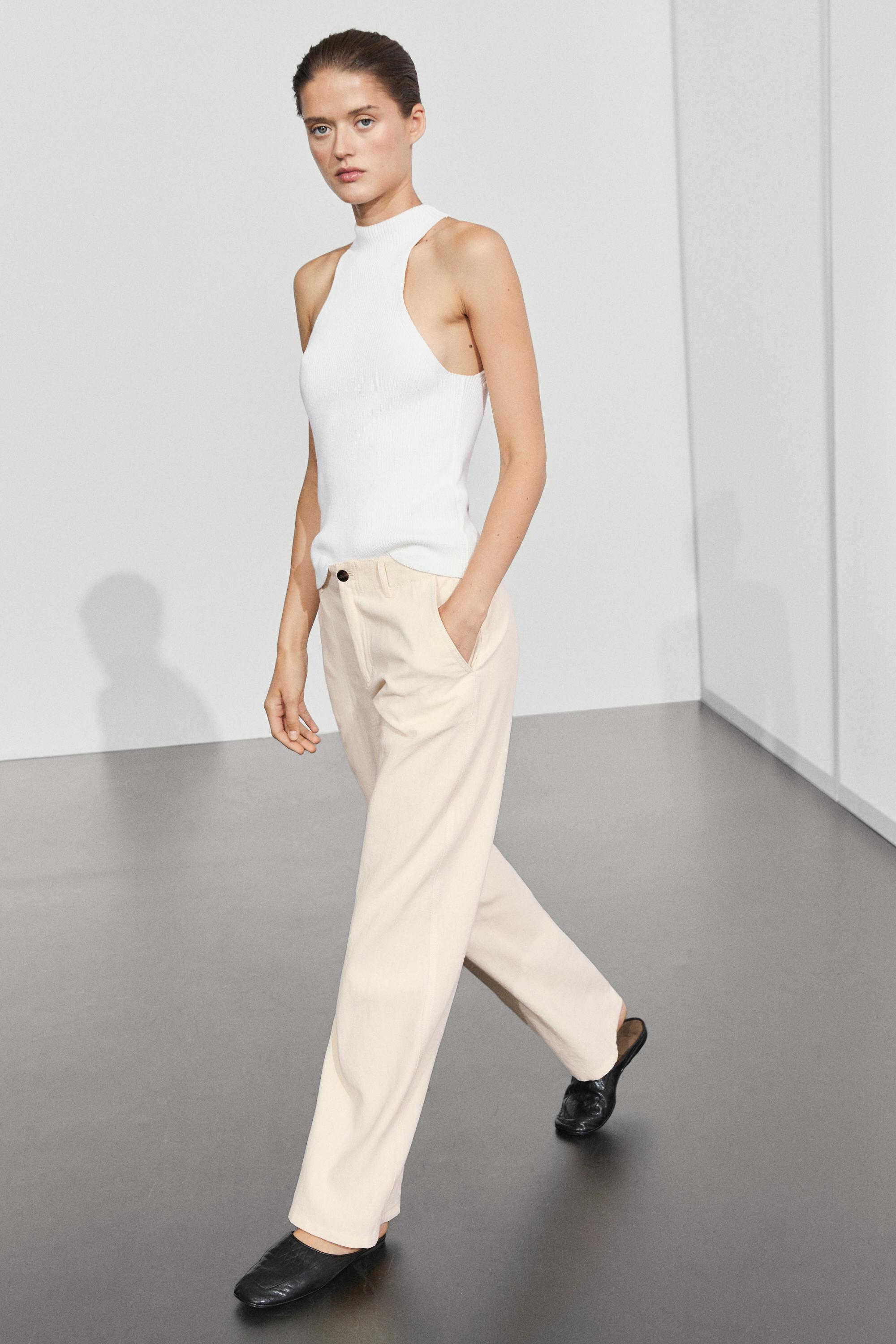 Linen blend relaxed fit pants — OCHRE MARL