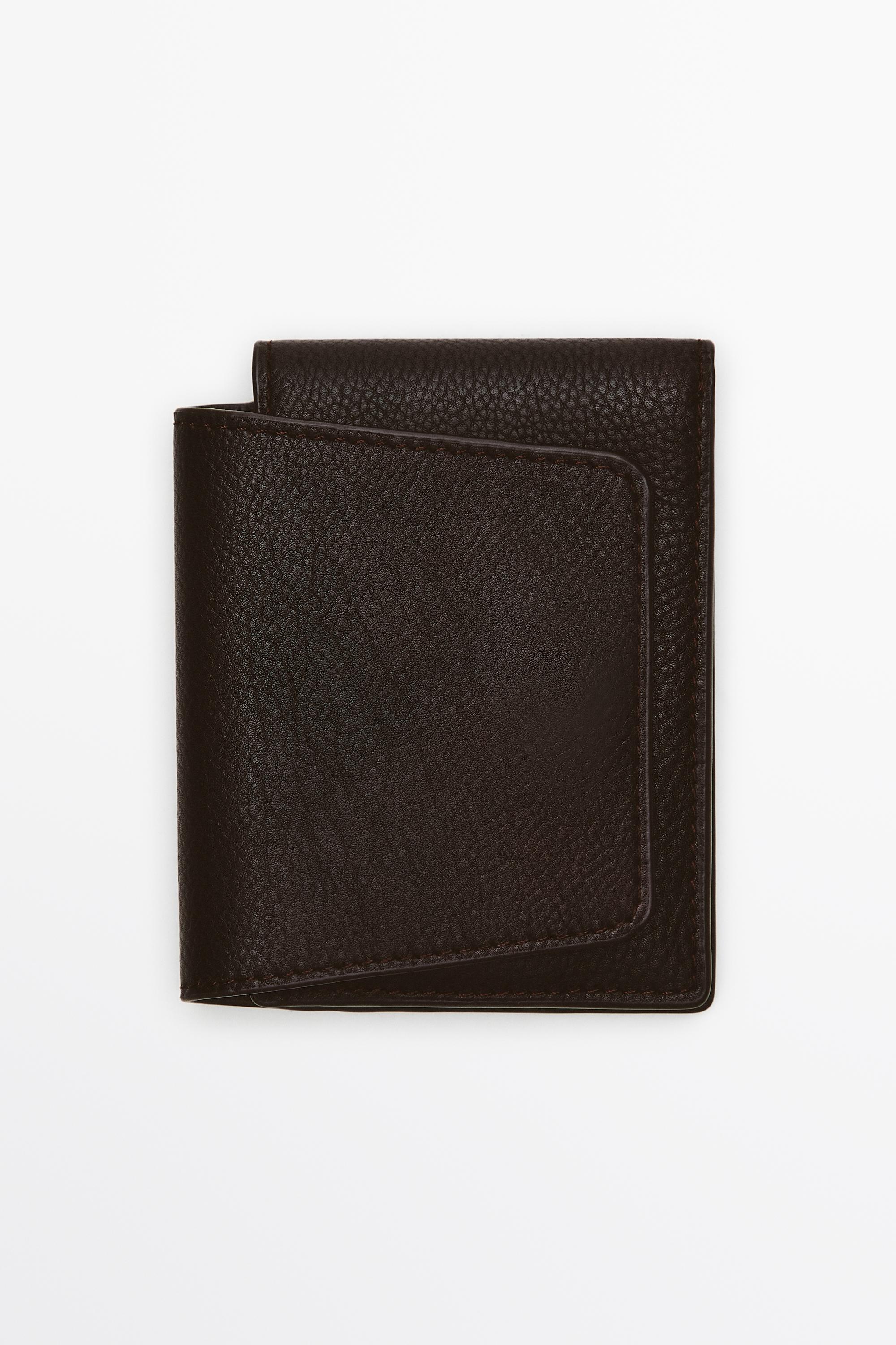 Nappa leather flap wallet — BROWN