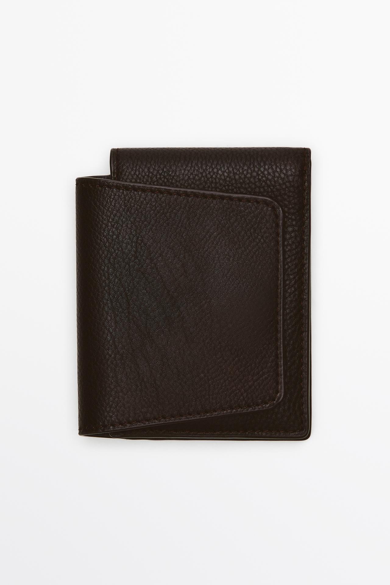 Flap nappa leather wallet — BROWN