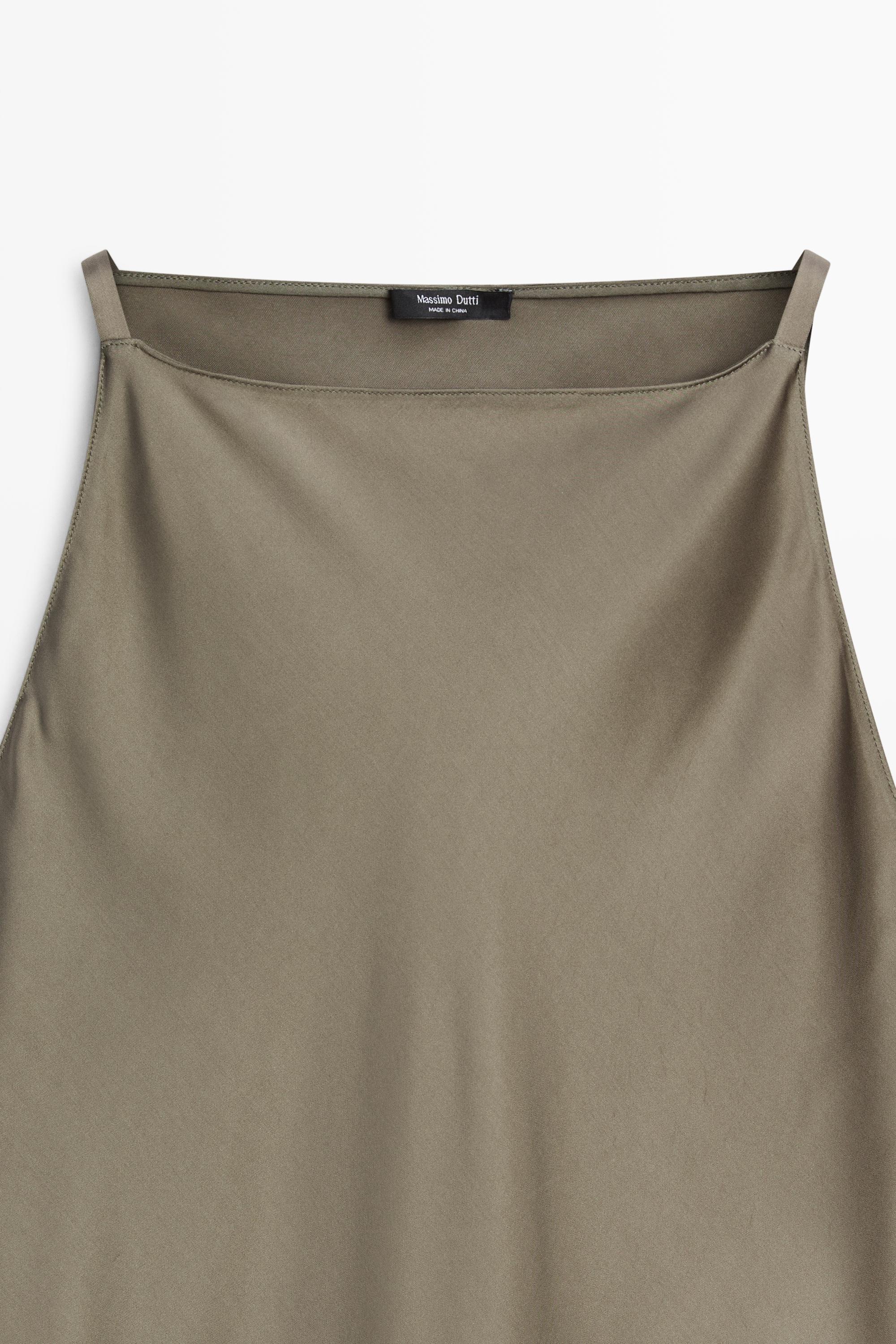 Satin flowing midi dress — GREEN
