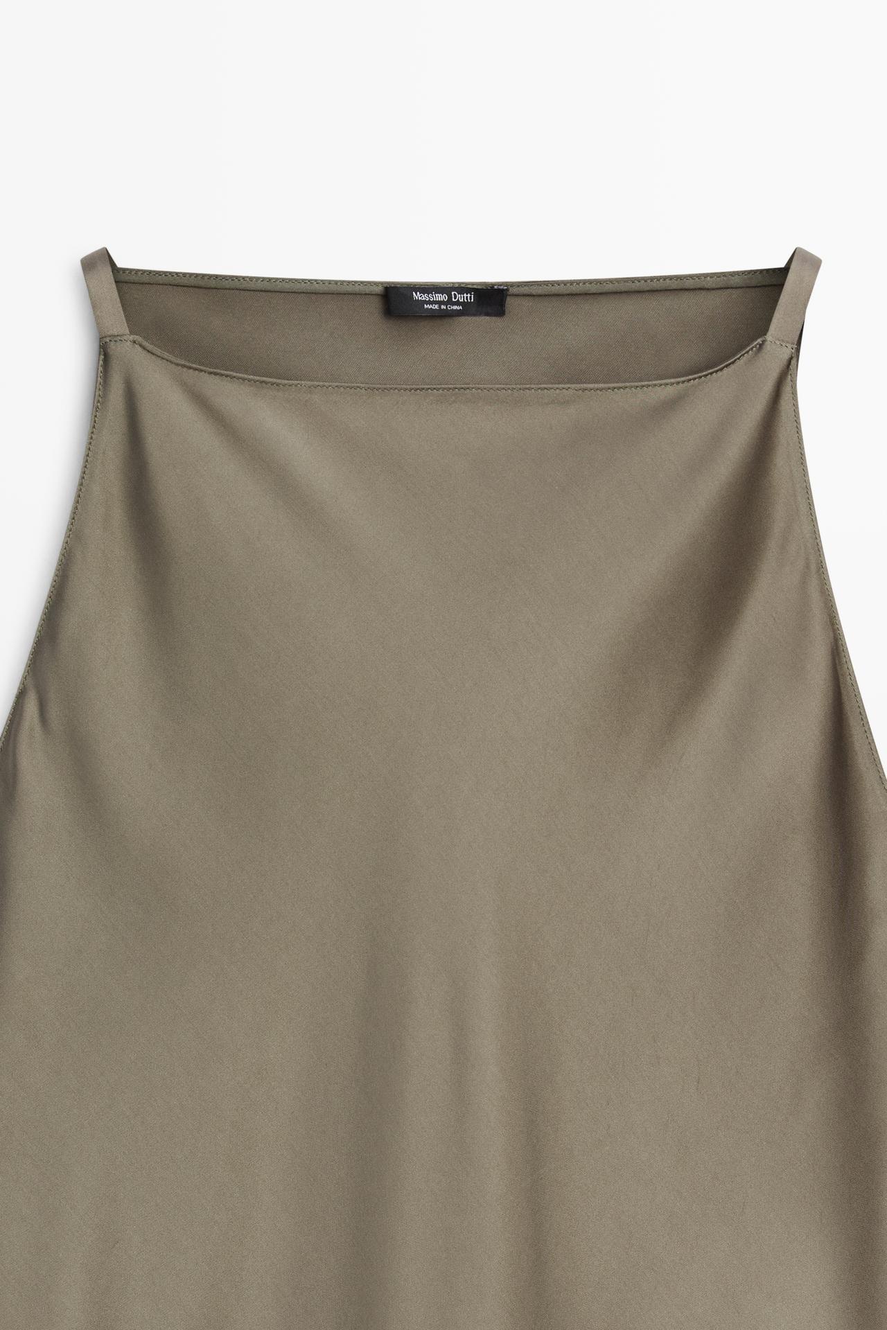 Satin flowing midi dress — GREEN
