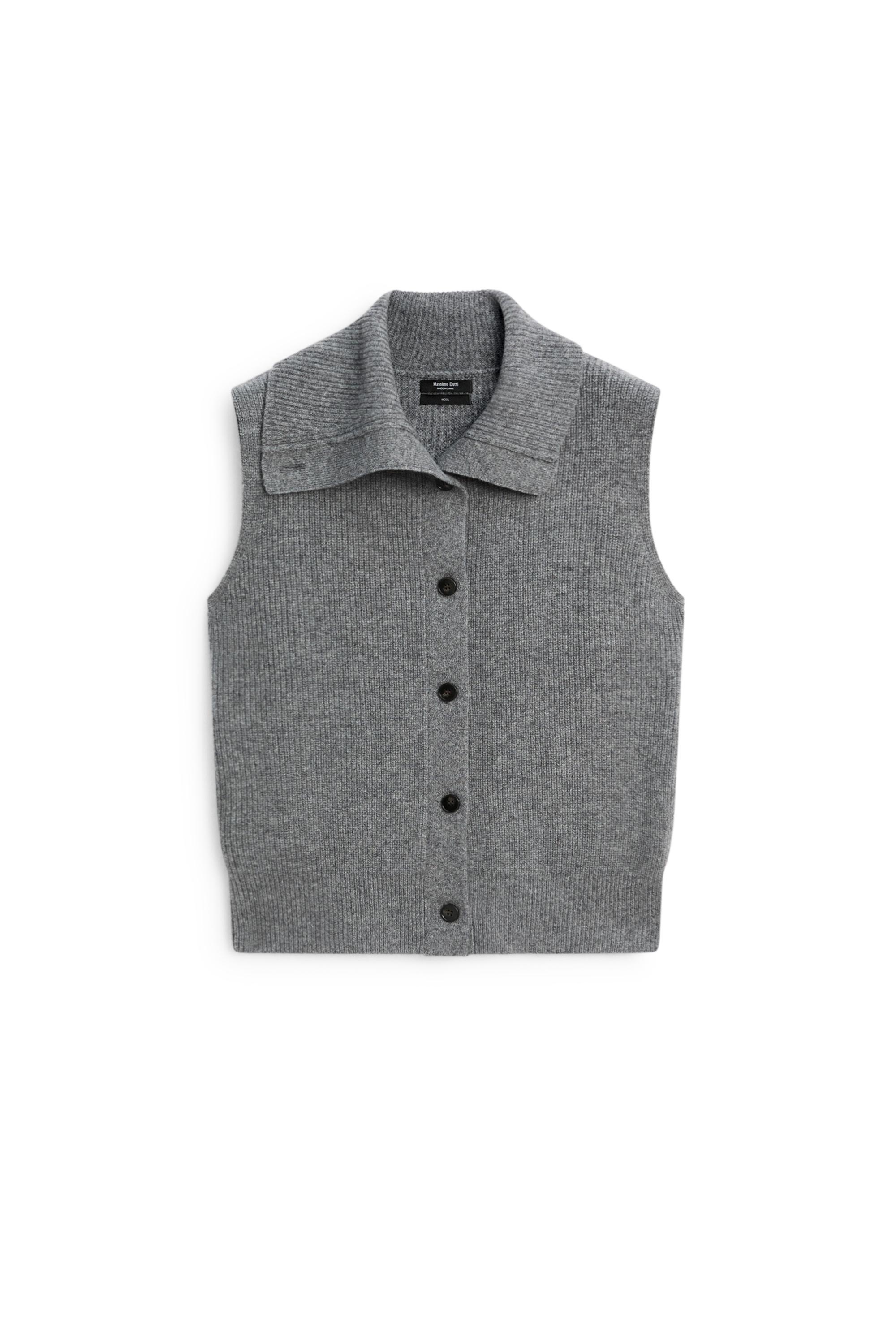 Massimo Dutti %100 Yün Dik Yaka Triko Yelek