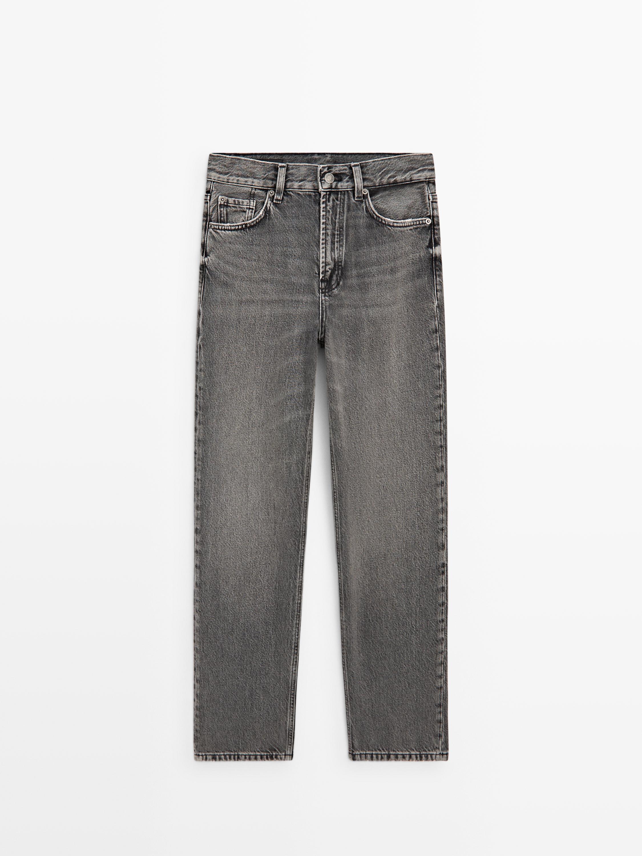 Straight-leg high-waist jeans — CHARCOAL