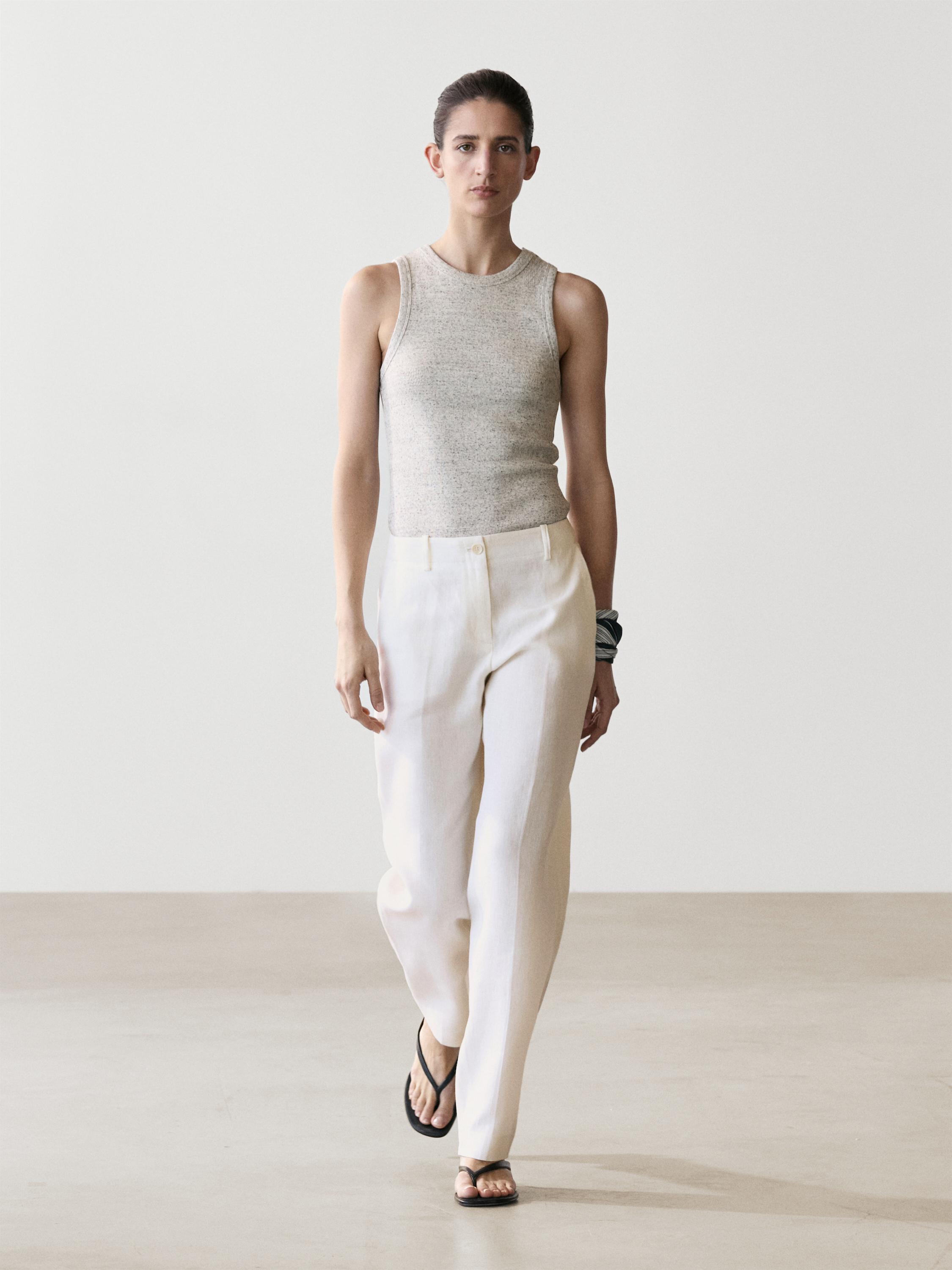 Linen suit trousers — Off white