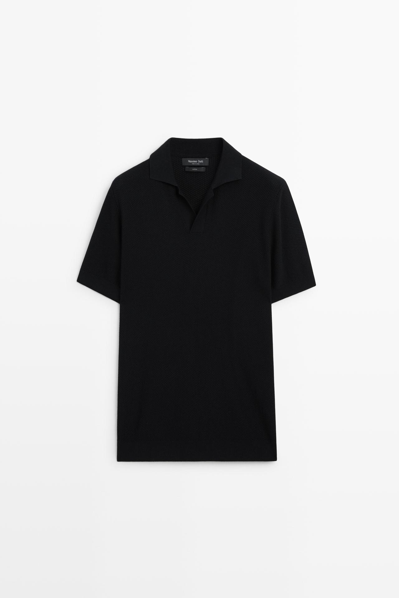 100% cotton knit polo — NAVY BLUE