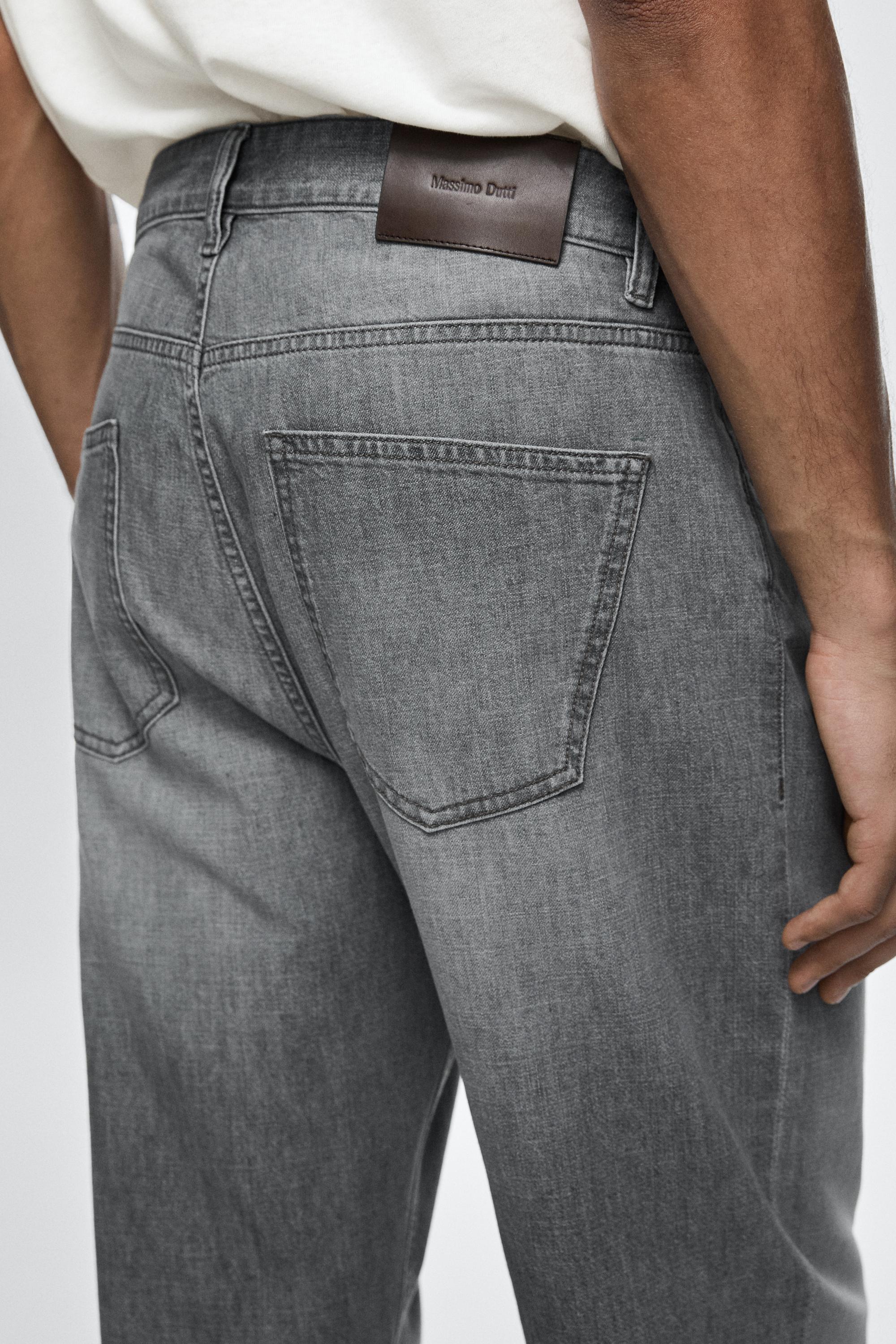 Lightweight straight-leg jeans — GREY MARL