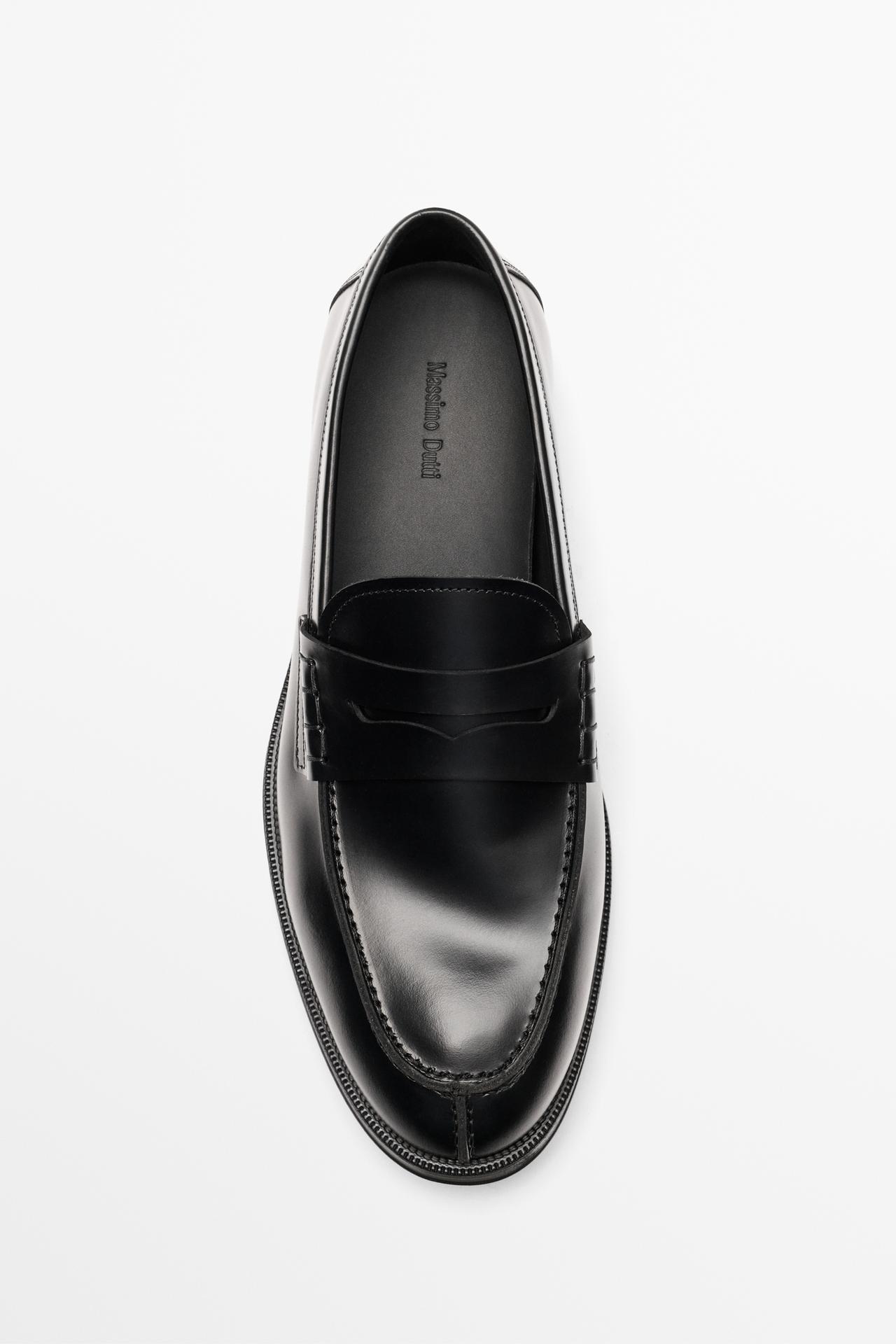 Leather penny loafer — BLACK
