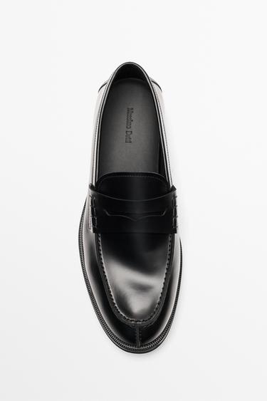 Leather penny loafer — BLACK 3