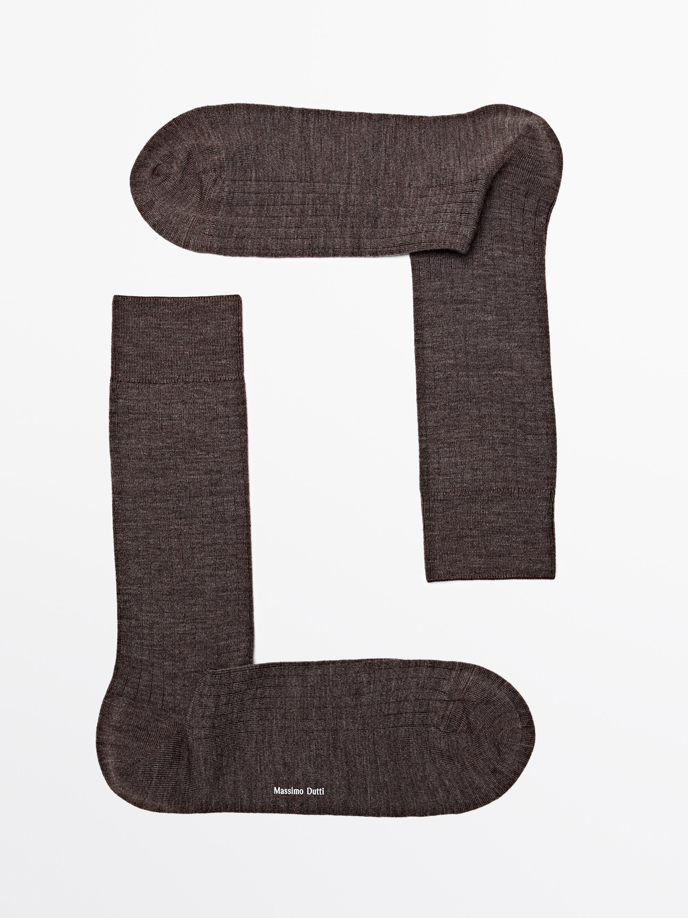 Ribbed knit wool blend socks