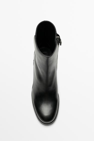 Leather heel ankle boot — BLACK 3