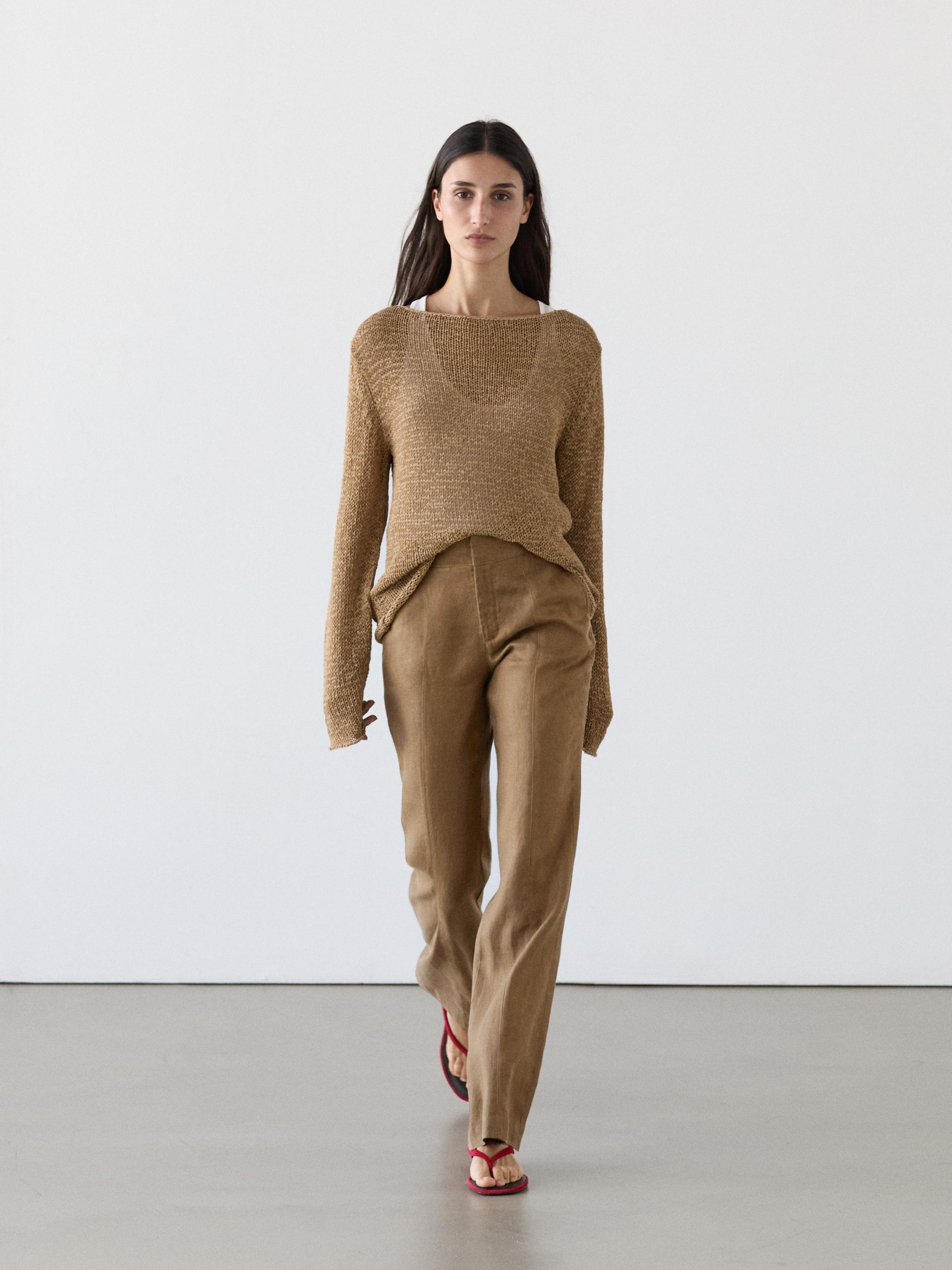 100% linen kick flare fit pants