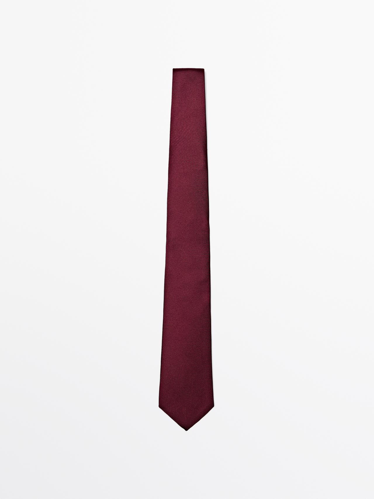 Gravata Estrutura 100% Seda - Grená - 01 - Massimo Dutti - Homem