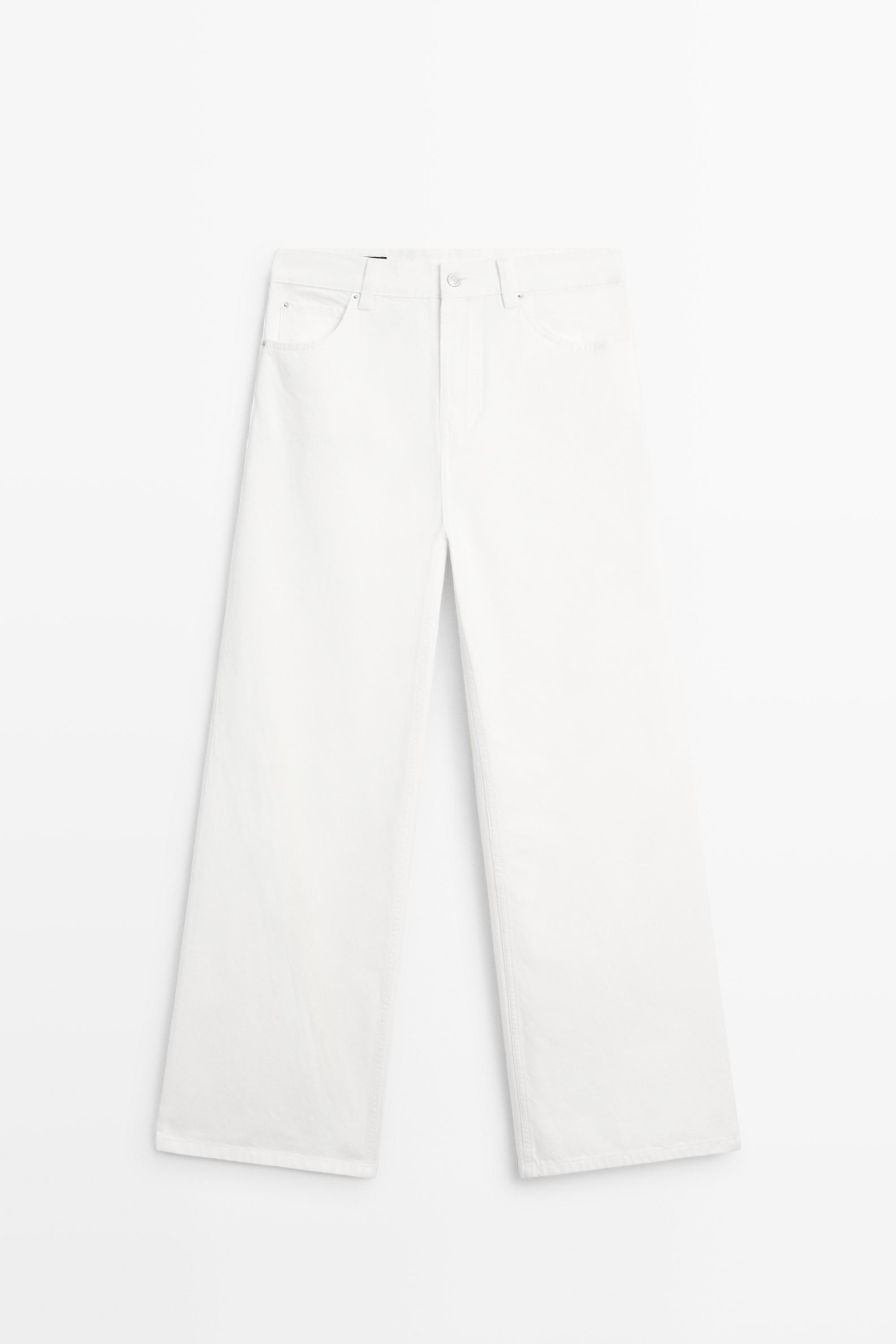 High-waist wide-leg jeans — Off white