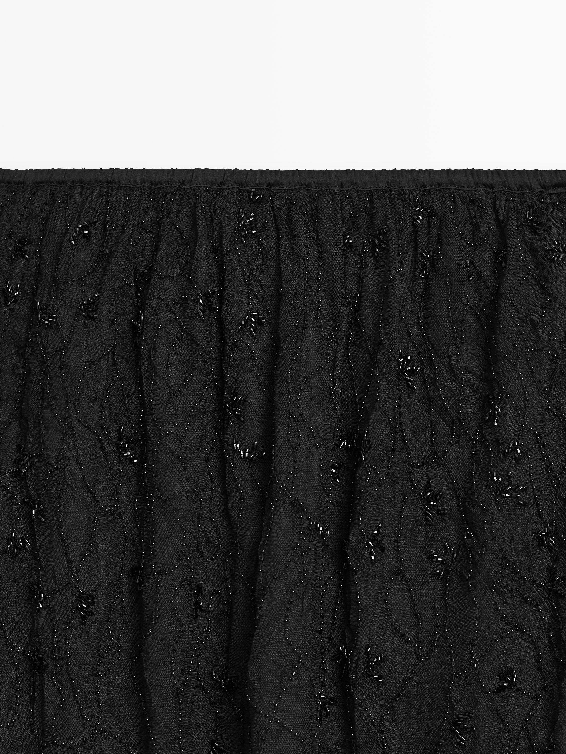 Halbtransparenter Midirock mit Strass
