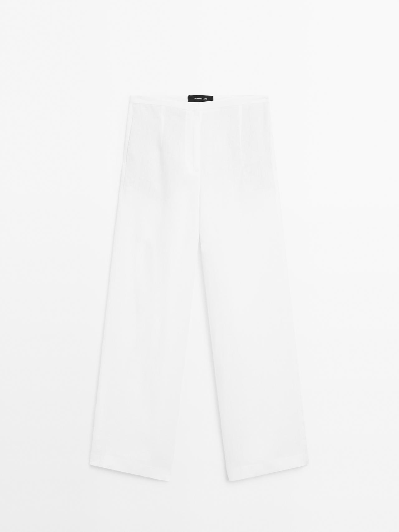 Massimo Dutti - Dame - Habitbukser I 100 % Hør - Råhvid - 44