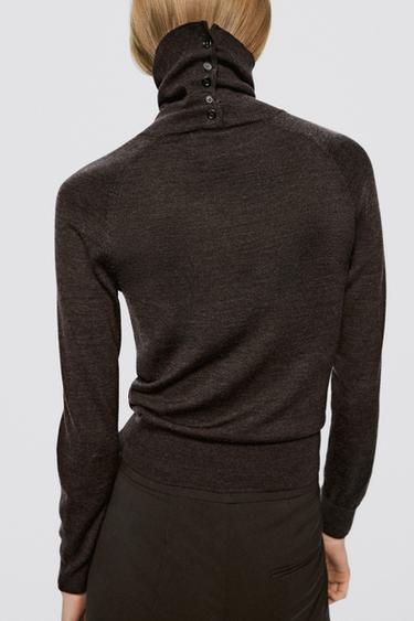 100% wool button-detail knit sweater - LIMITED EDITION — Chocolate 2