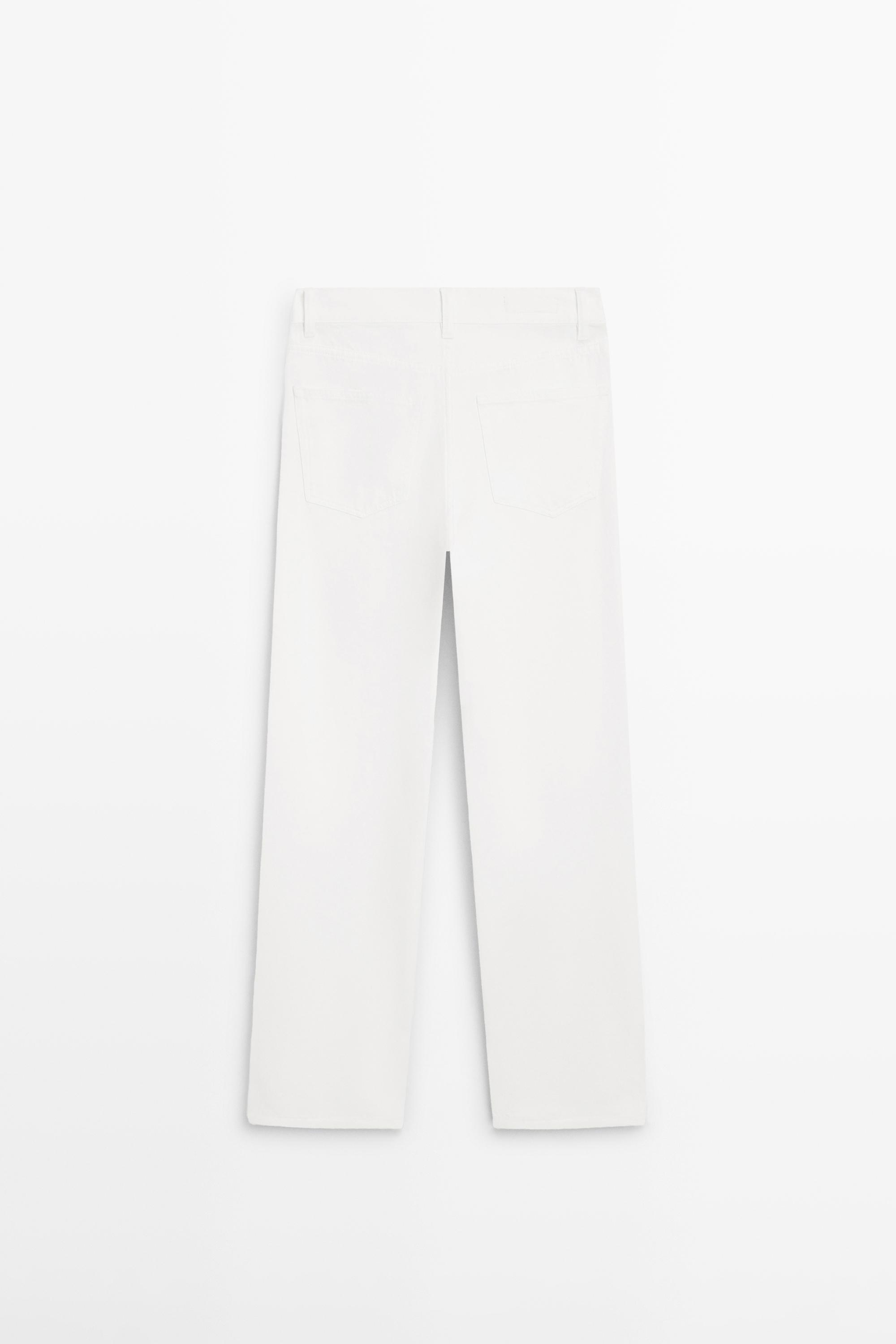Straight-leg high-waist jeans — Off white