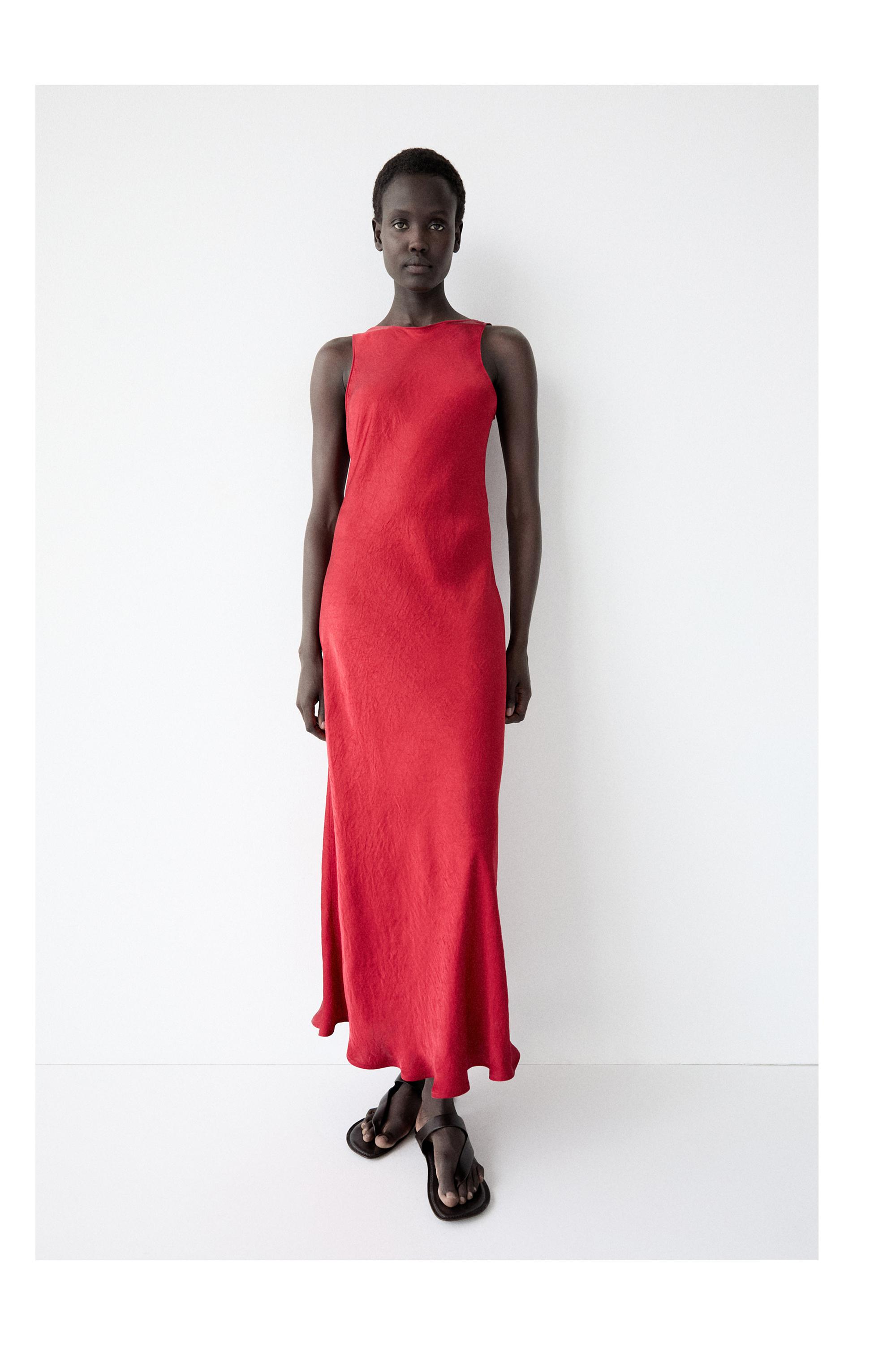 Flowing midi dress — Red