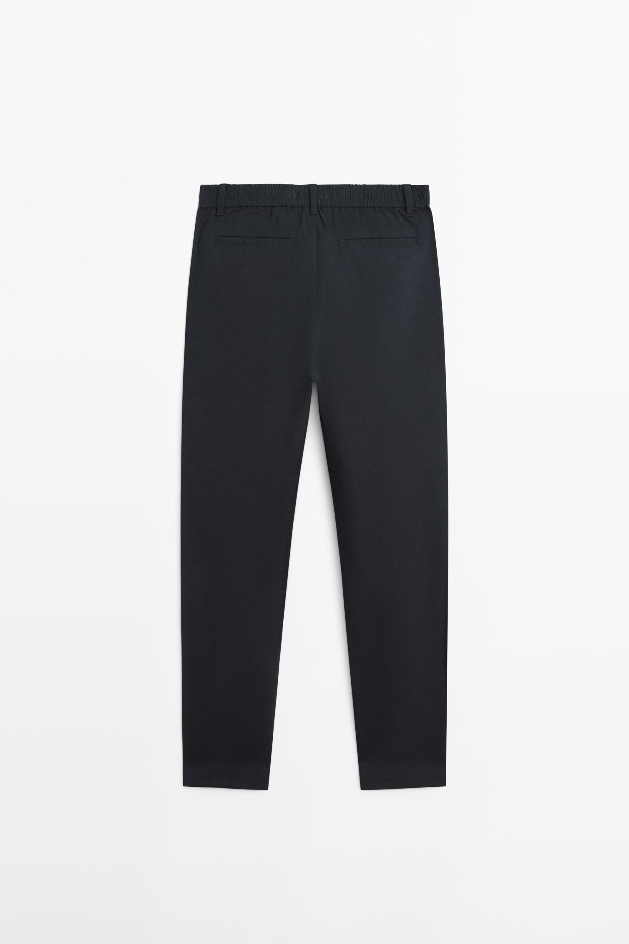 Cotton blend jogger fit trousers — NAVY BLUE