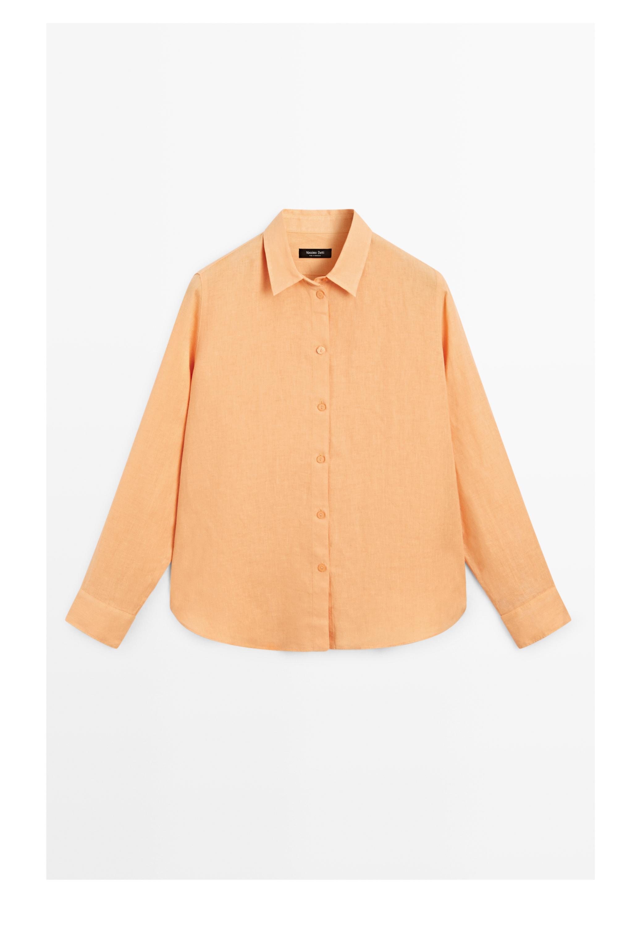 Flowing 100% linen shirt — TANGERINE