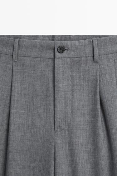Relaxed fit cool wool darted pants — GREY 9