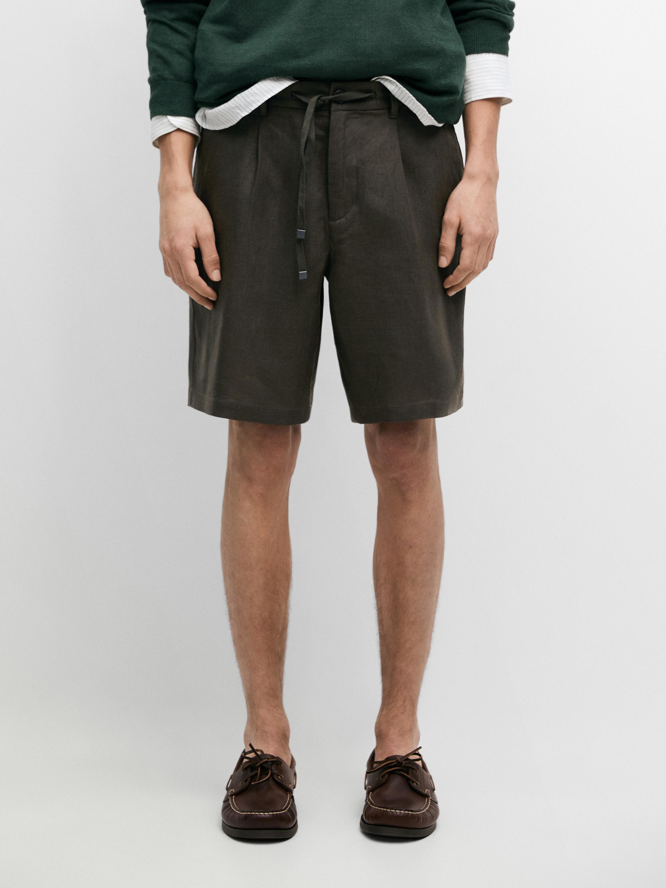 شورت برمودا كتان بتفصيل مطاطي