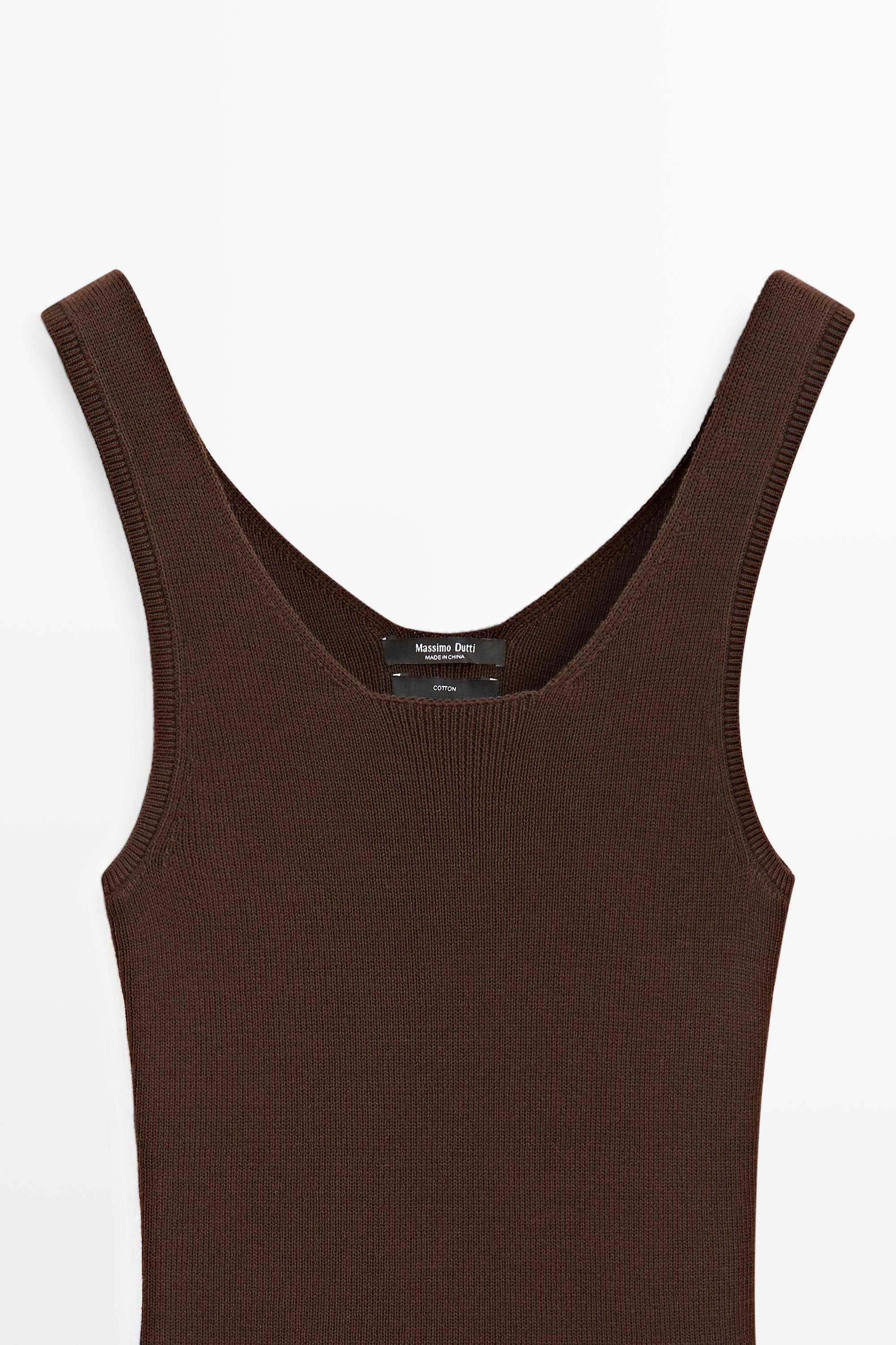100% cotton ribbed tank top — BROWN