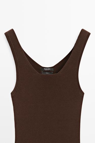 100% cotton ribbed tank top — BROWN 9