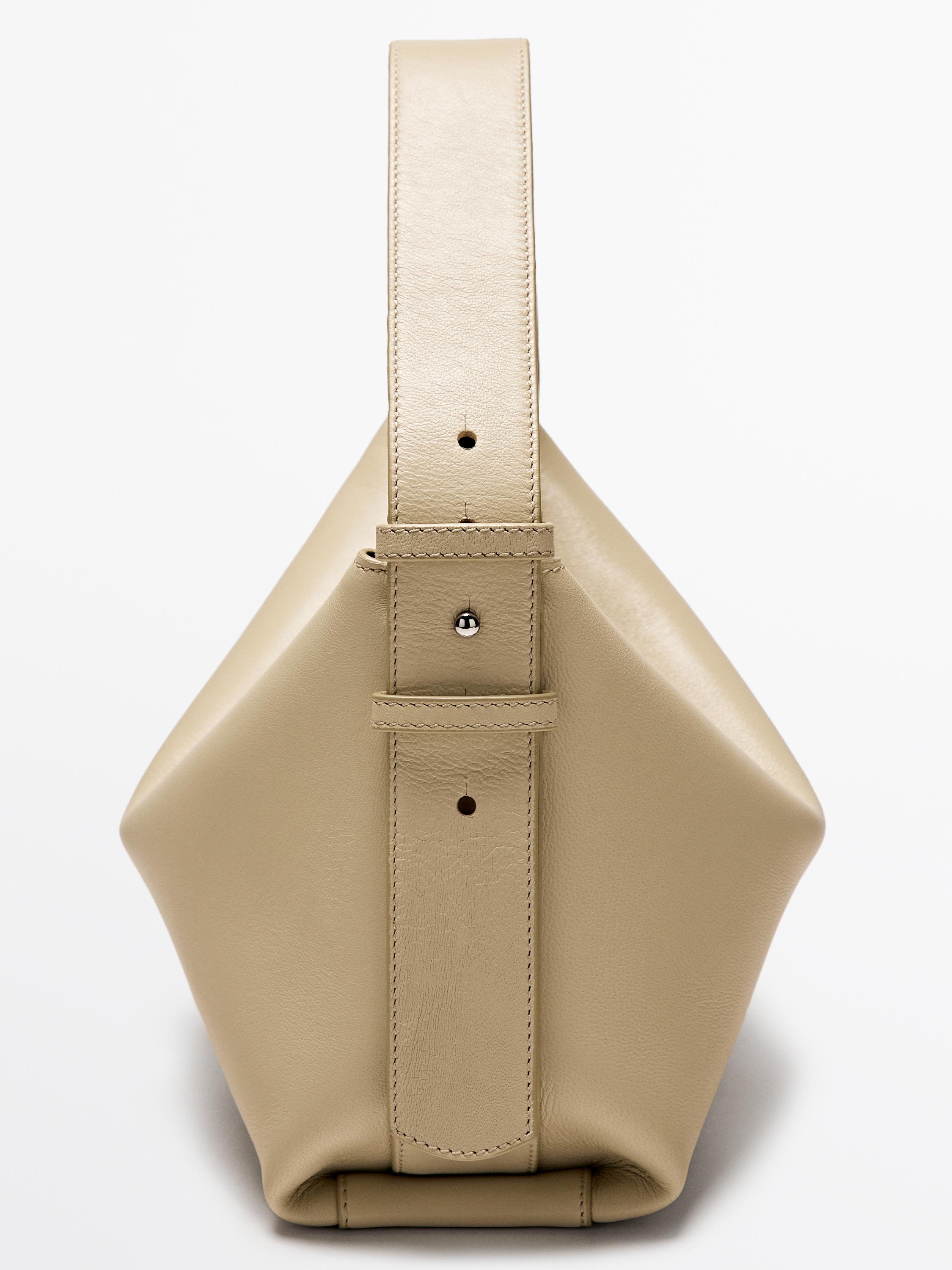 Small nappa leather shoulder bag — SAND