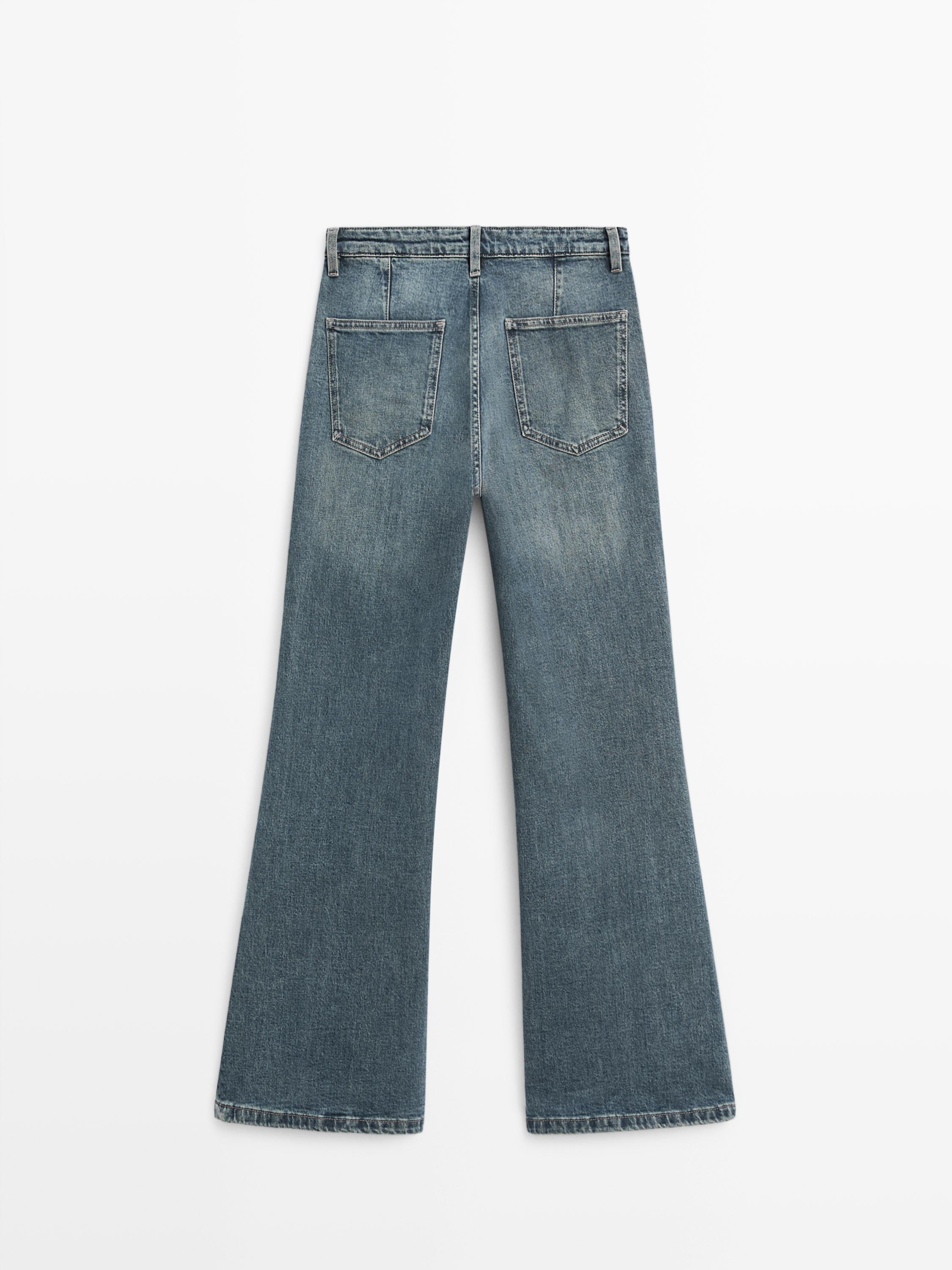 Mid-rise bell bottom jeans — MEDIUM BLUE
